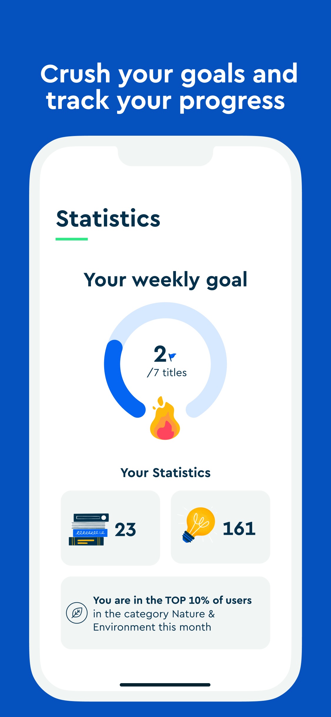 Blinkist App Store screenshot 6: Crush your goals and track your progress
