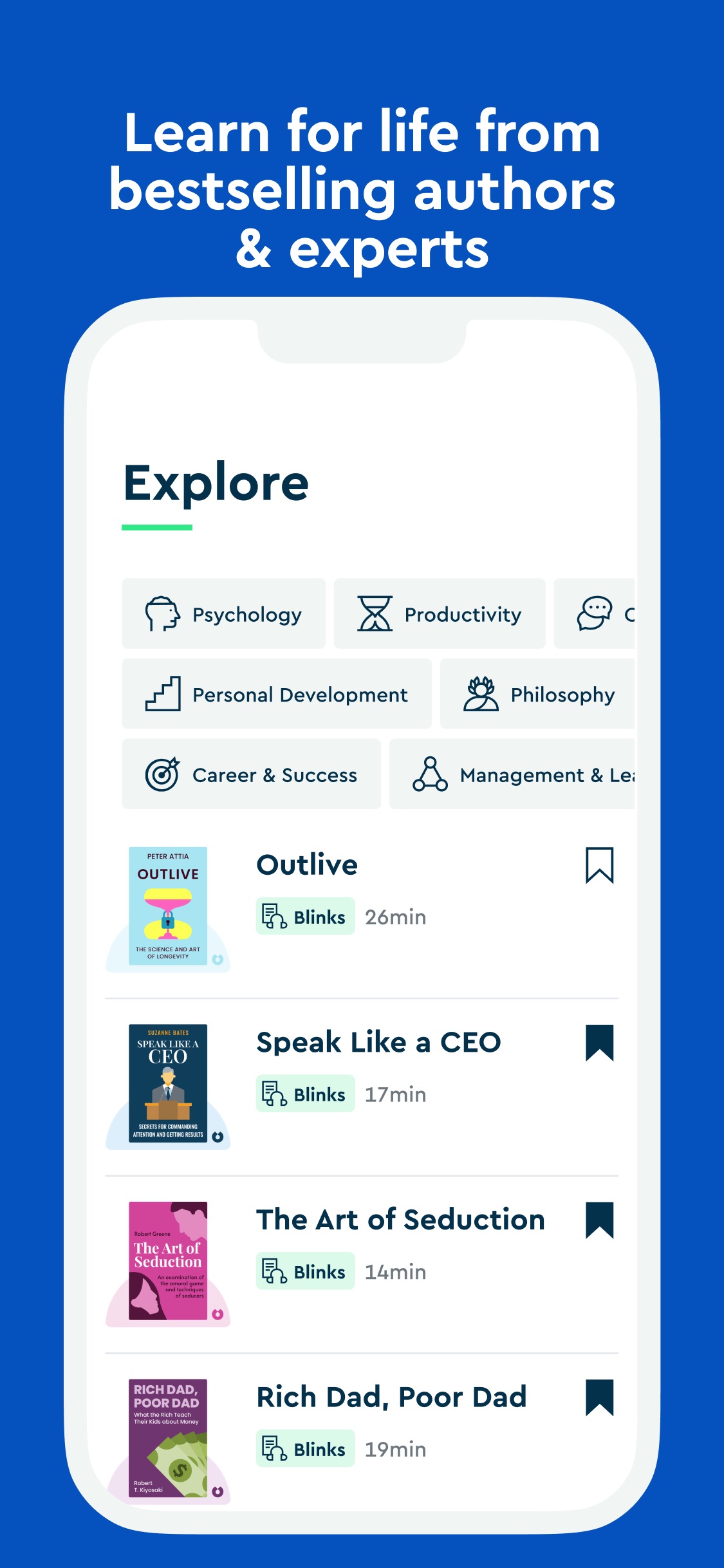 Blinkist App Store screenshot 8: Learn for life from bestselling authors & experts