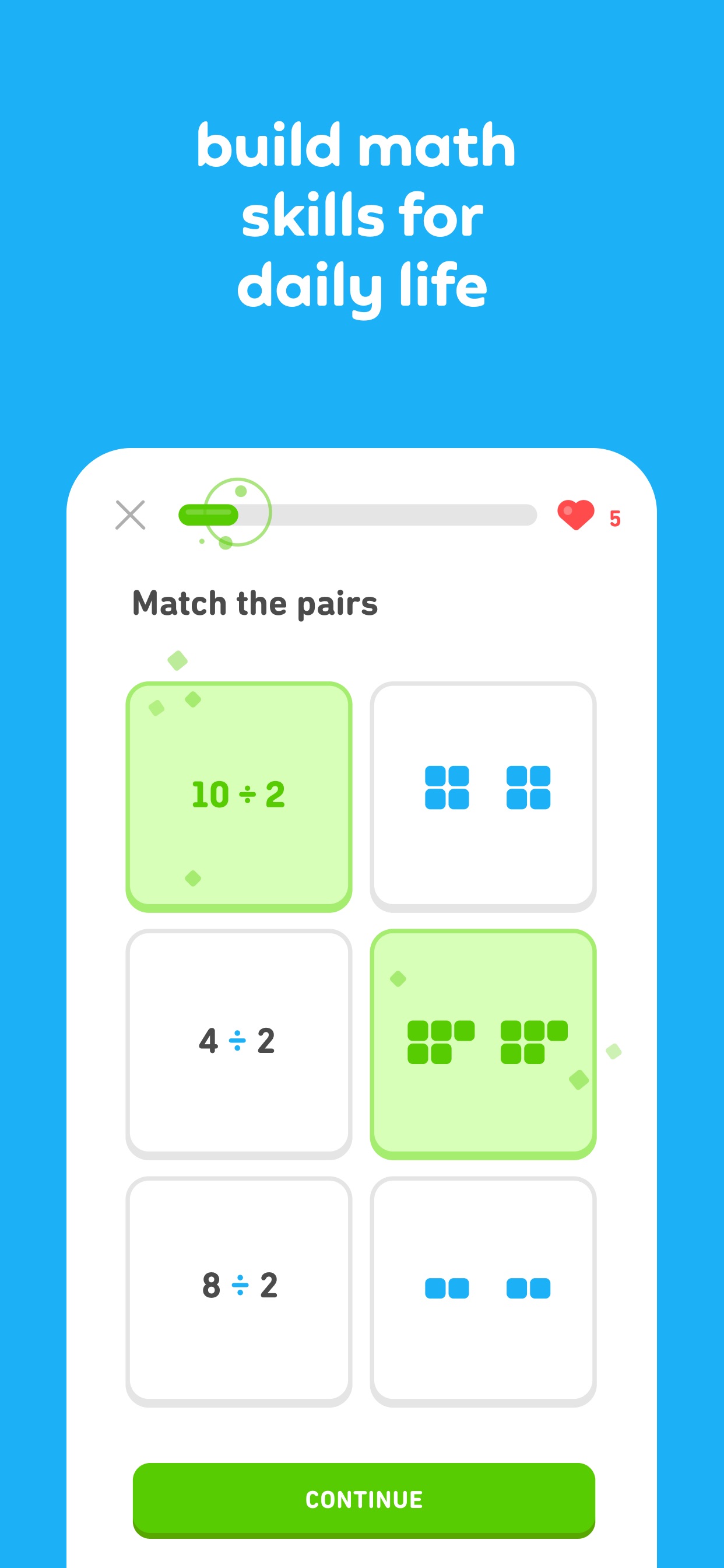 Duolingo App Store screenshot 7: build math skills for daily life