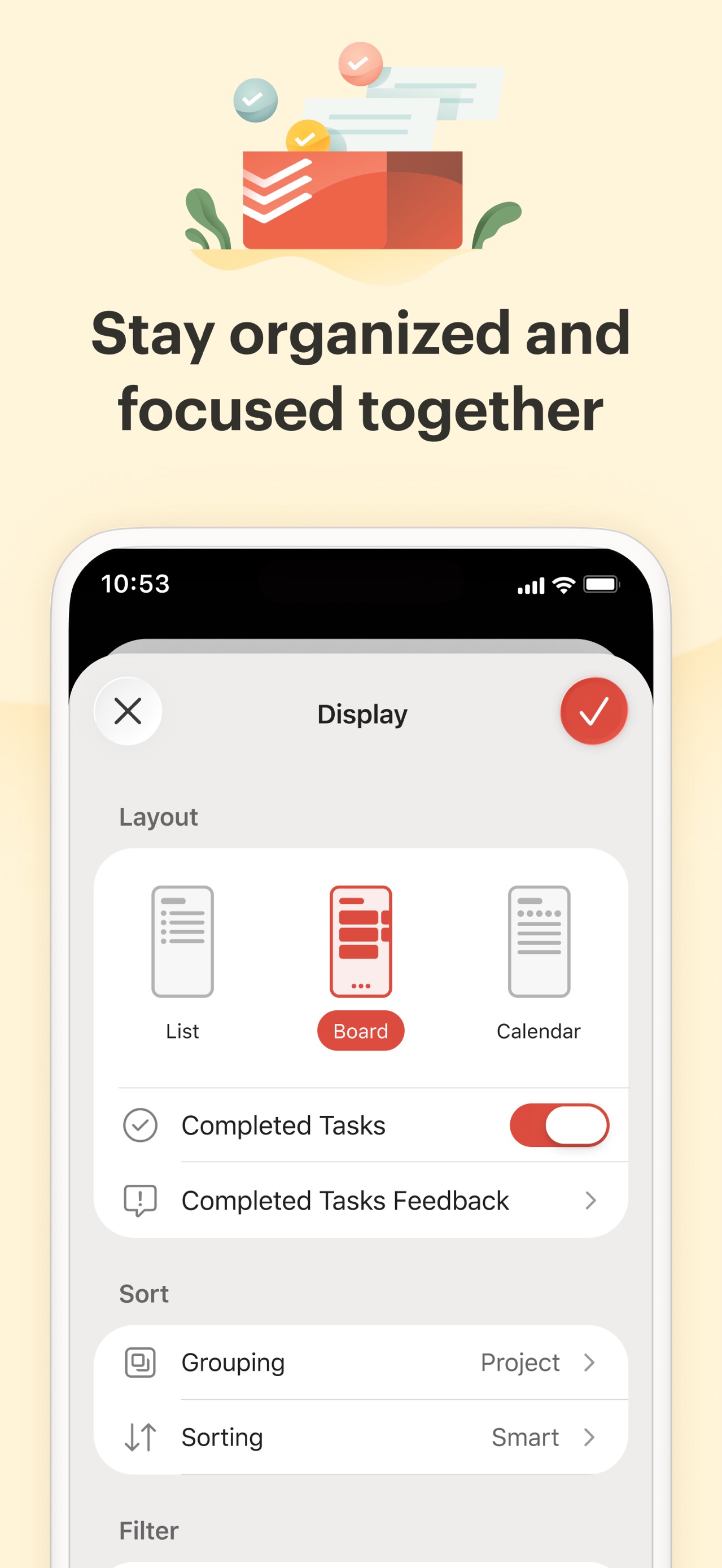 Todoist App Store screenshot 5: Stay organized and focused together