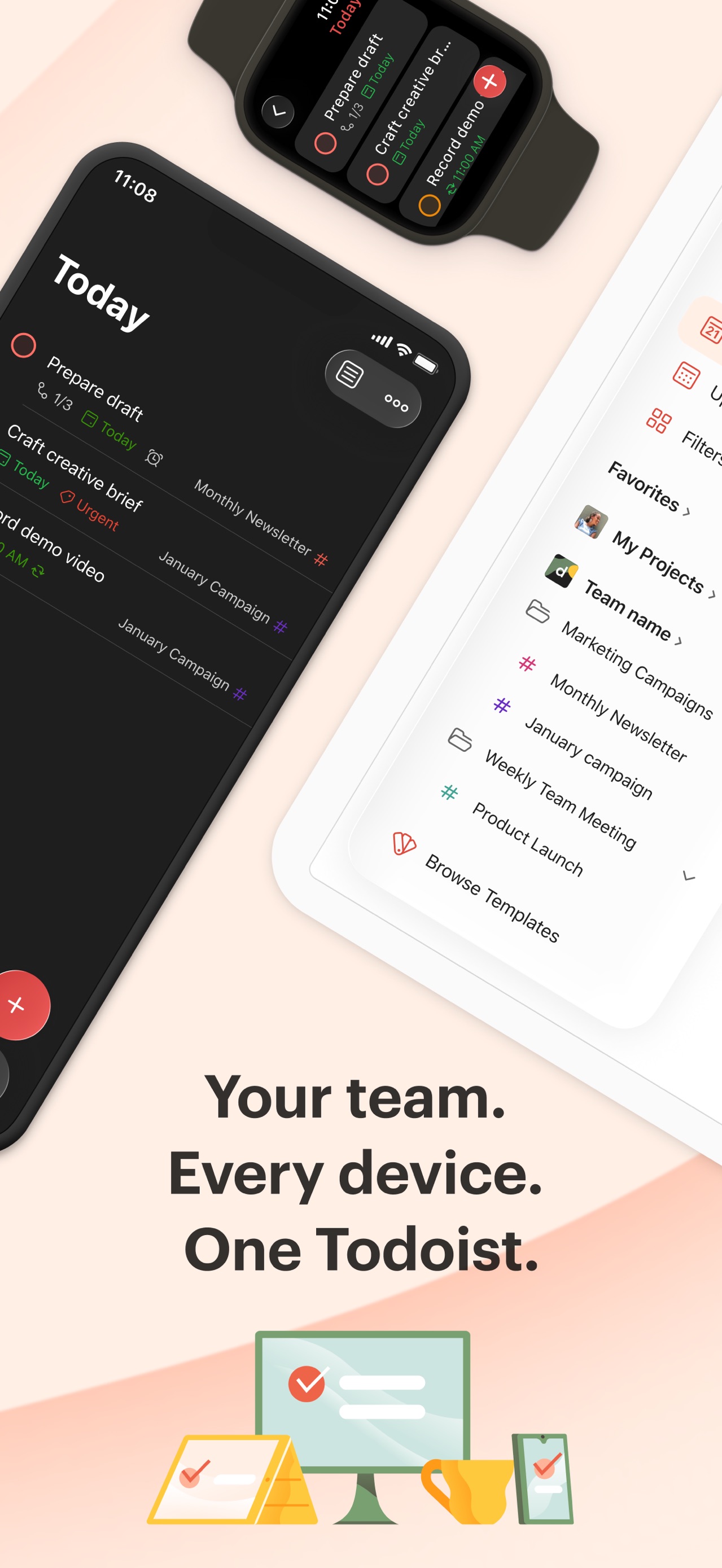 Todoist App Store screenshot 7: Your team. Every device. One Todoist.