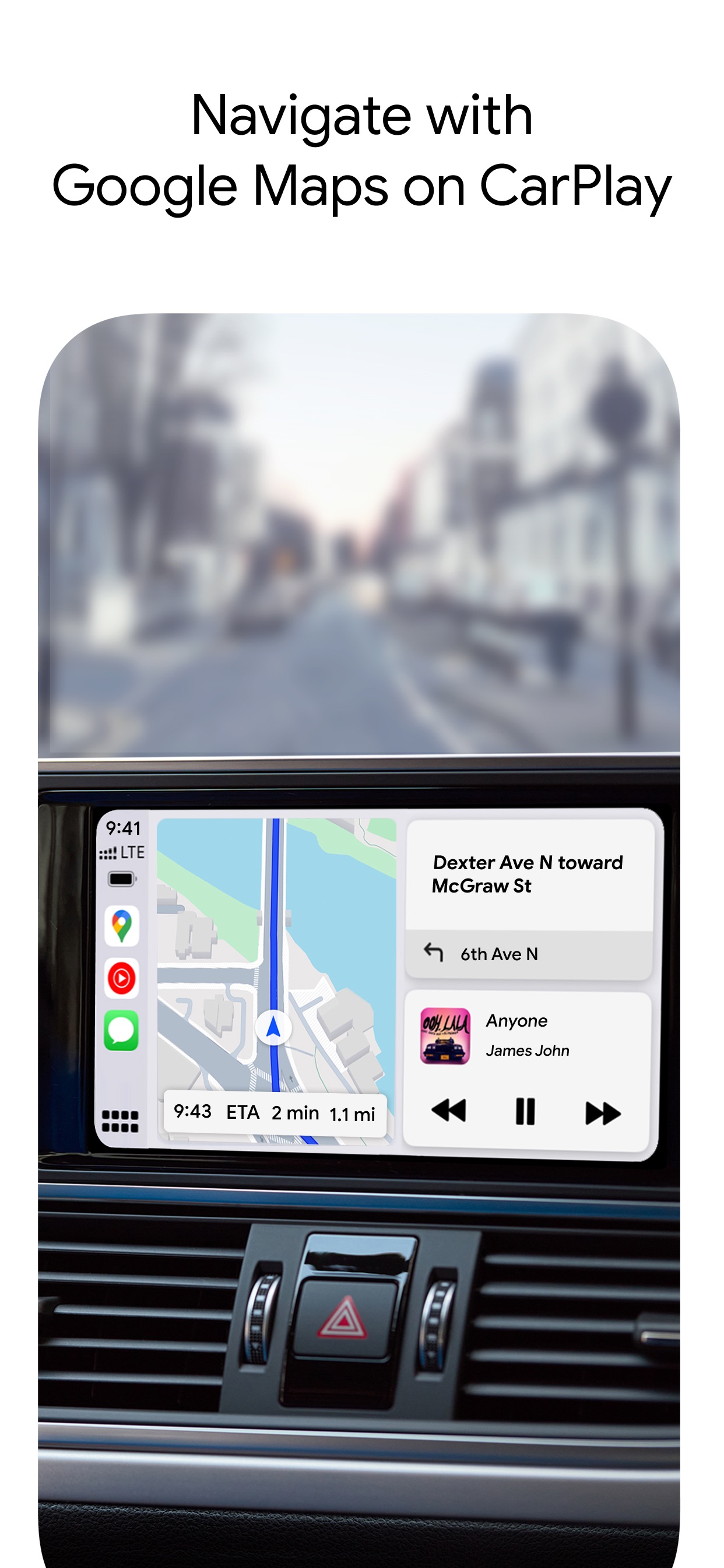 Google Maps App Store screenshot: Navigate with Google Maps on CarPlay