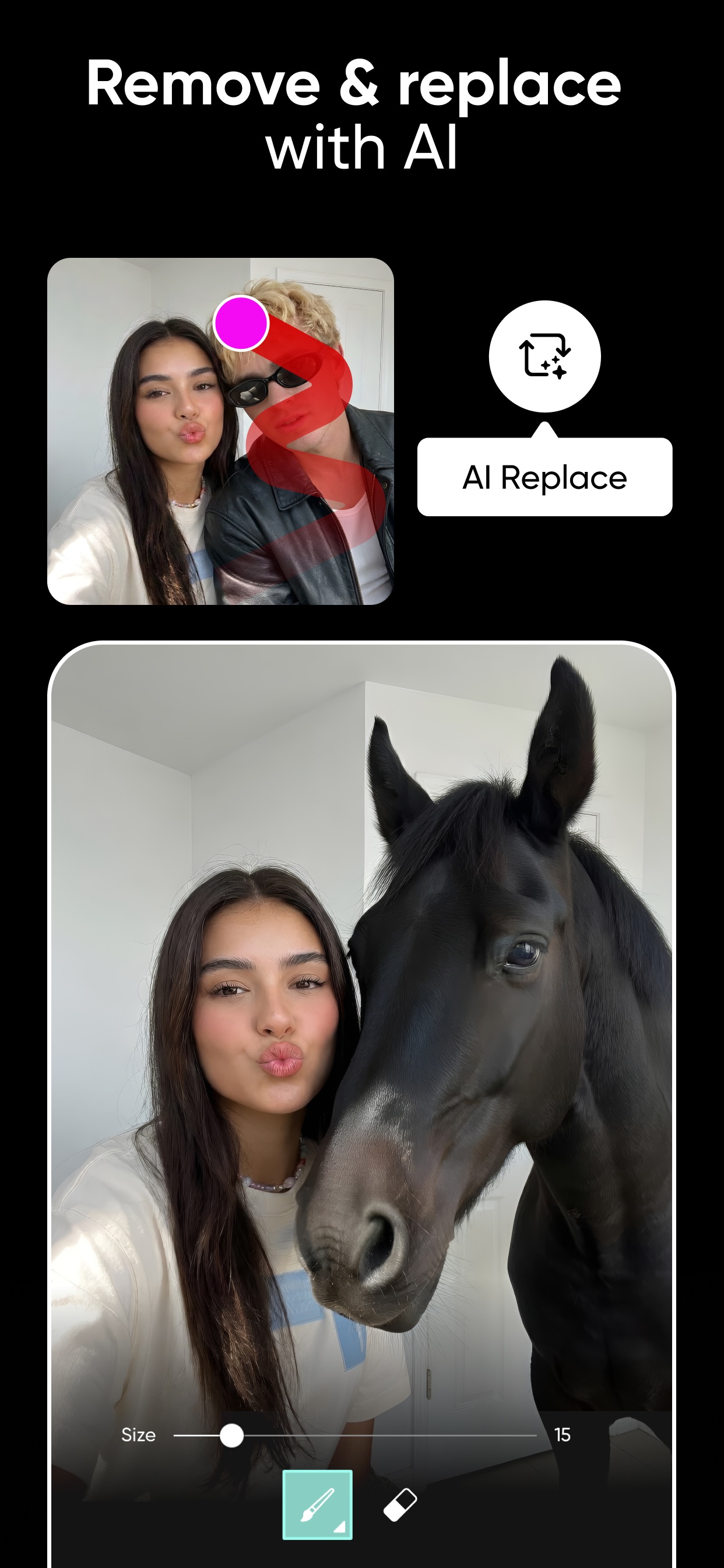 Picsart App Store screenshot 6: Remove & replace with AI
