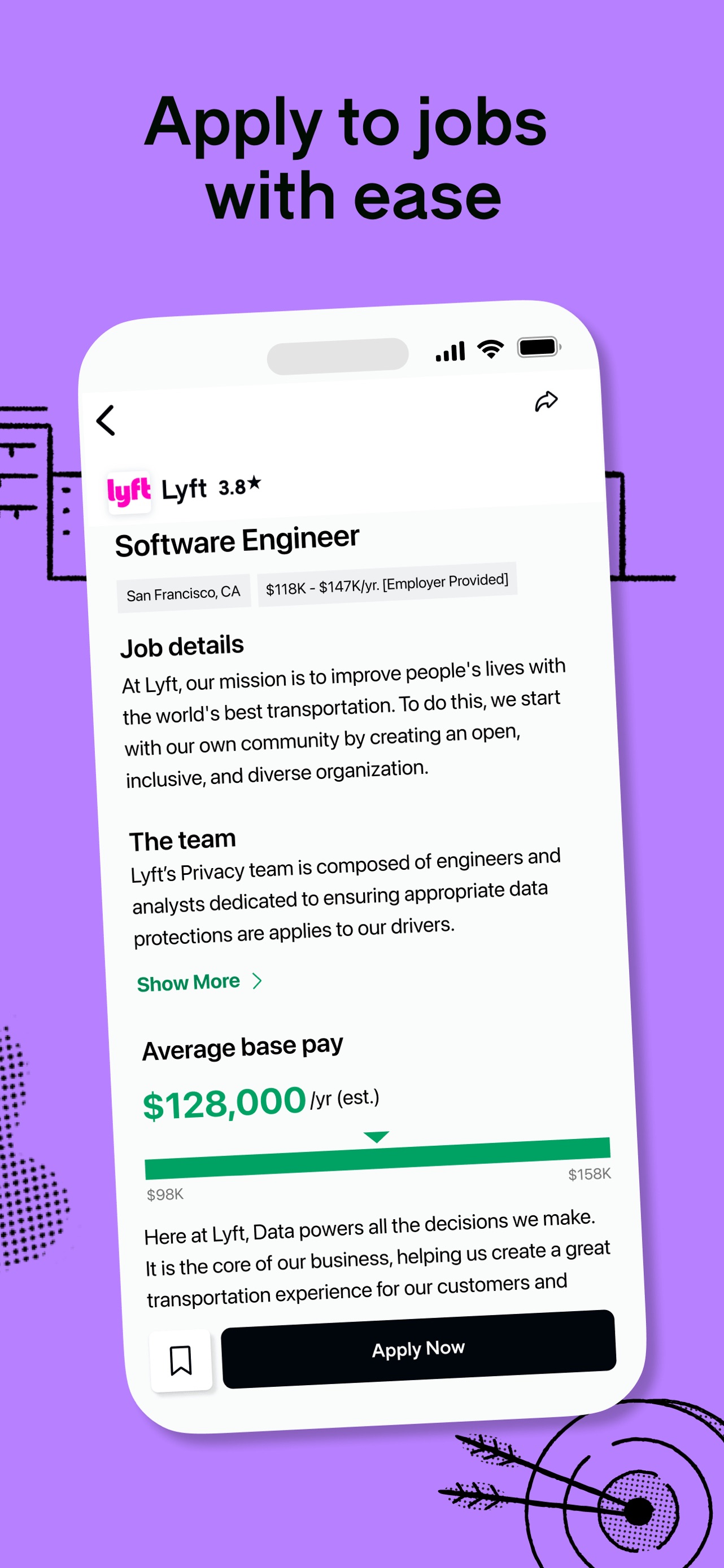 Glassdoor App Store screenshot: Apply to jobs with ease