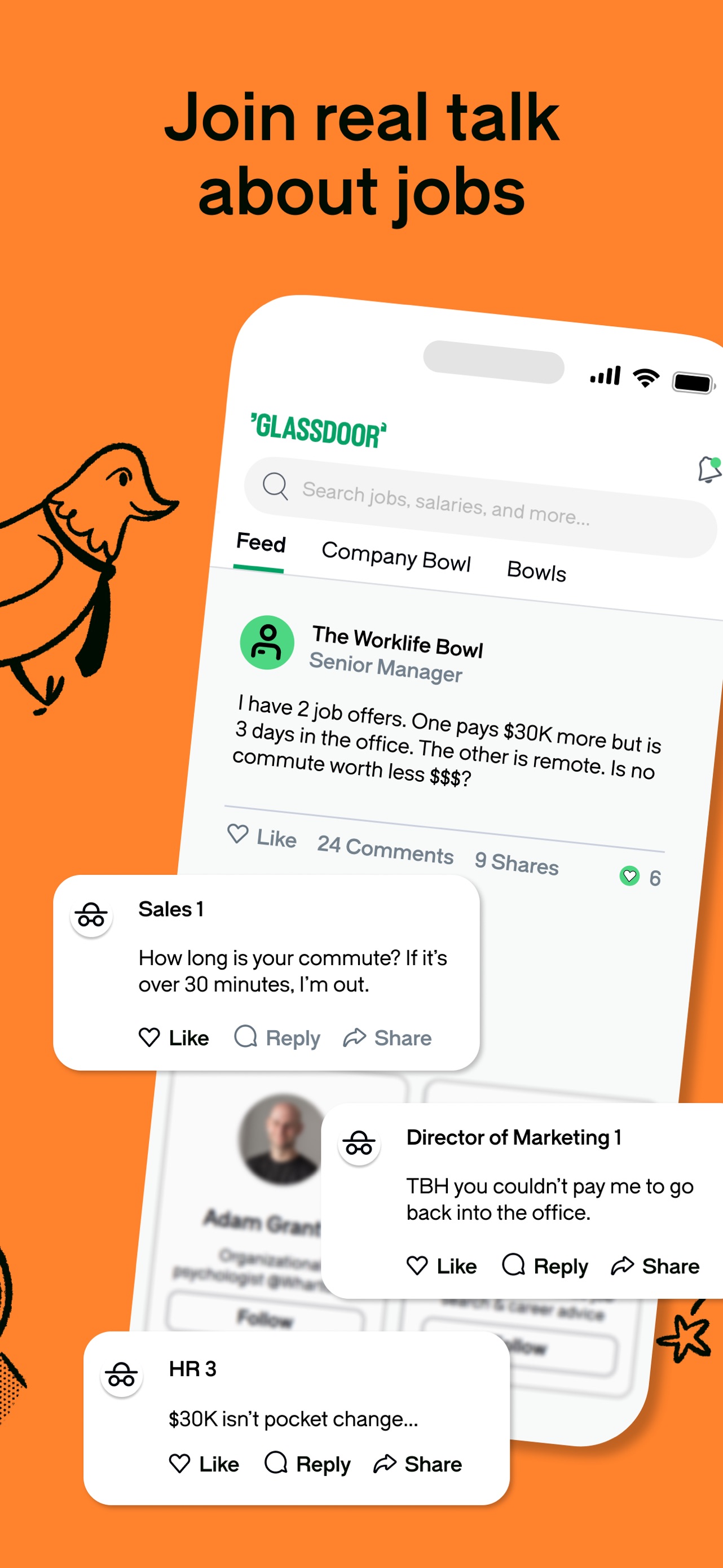 Glassdoor App Store screenshot: Join real talk about jobs