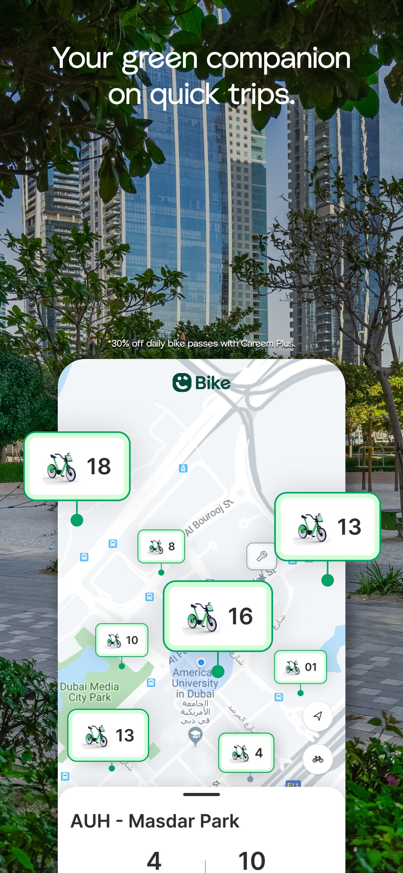 Careem App Store screenshot 8: Your green companion on quick trips.