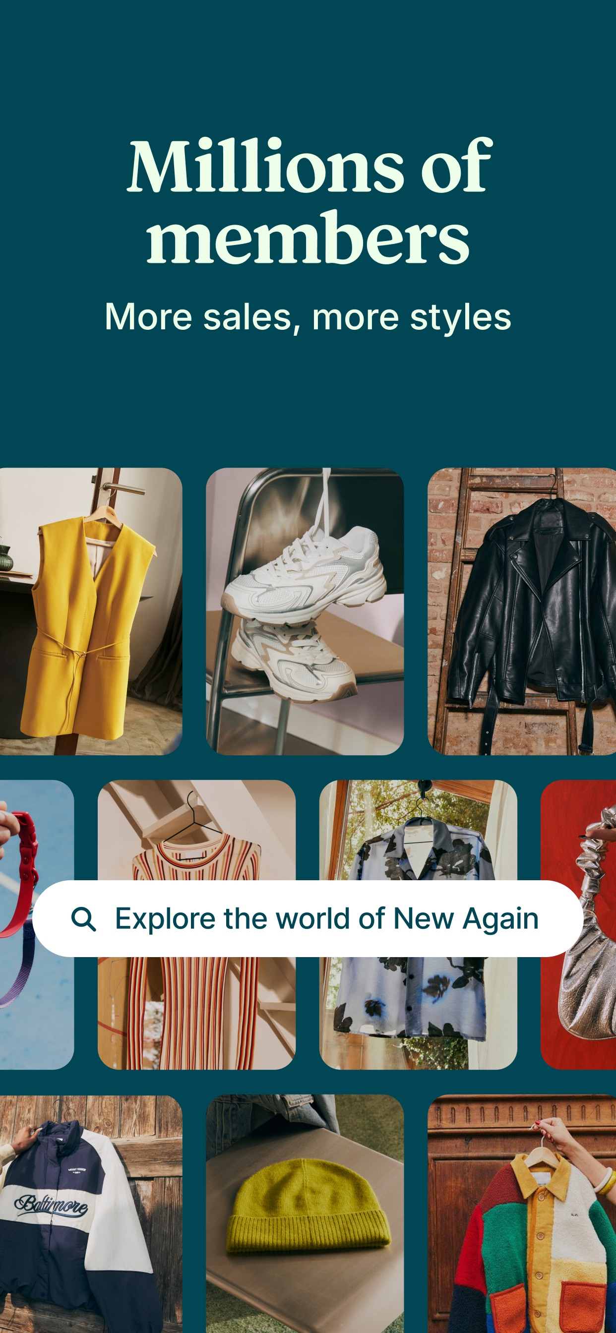 Vinted App Store screenshot: Millions of members 
 More sales, more styles