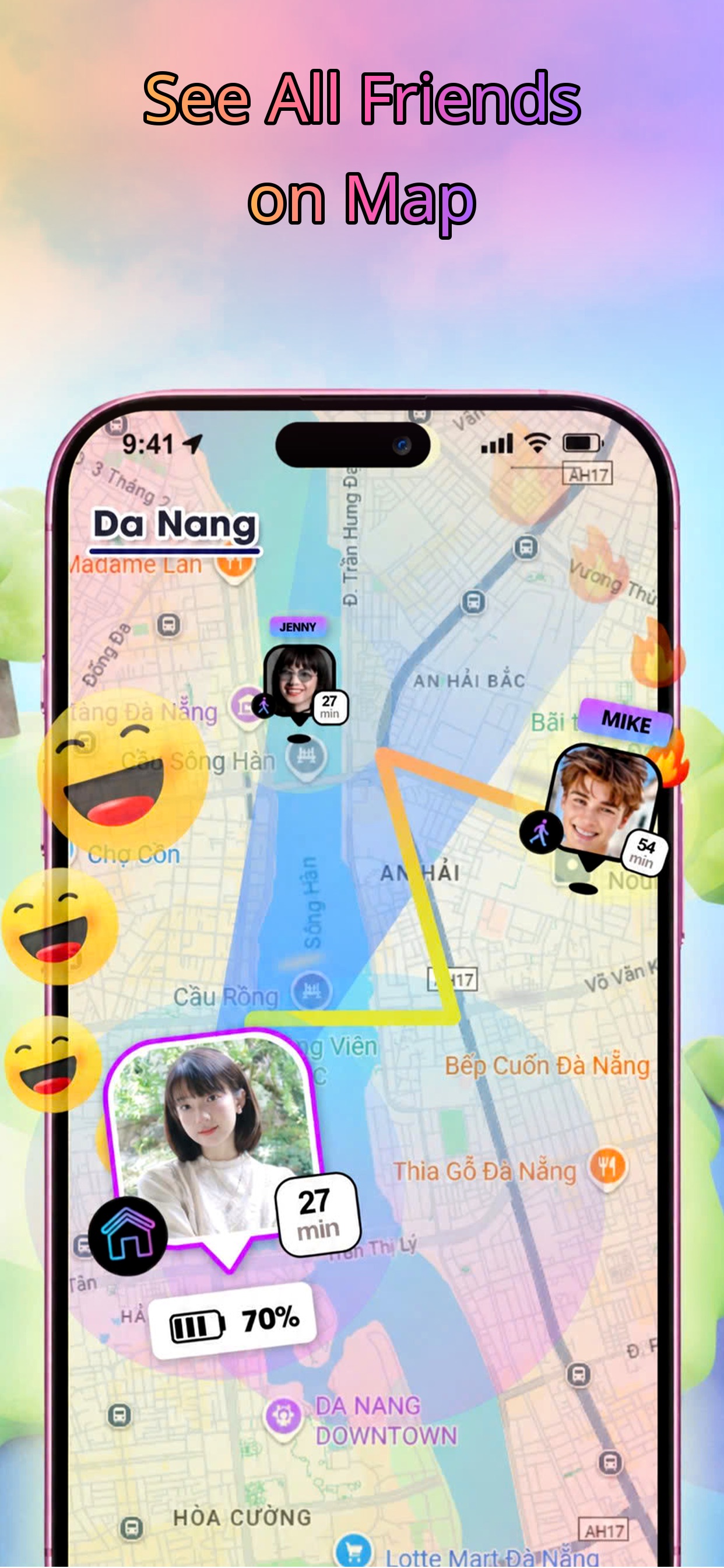 zenly App Store screenshot: See All Friends on Map