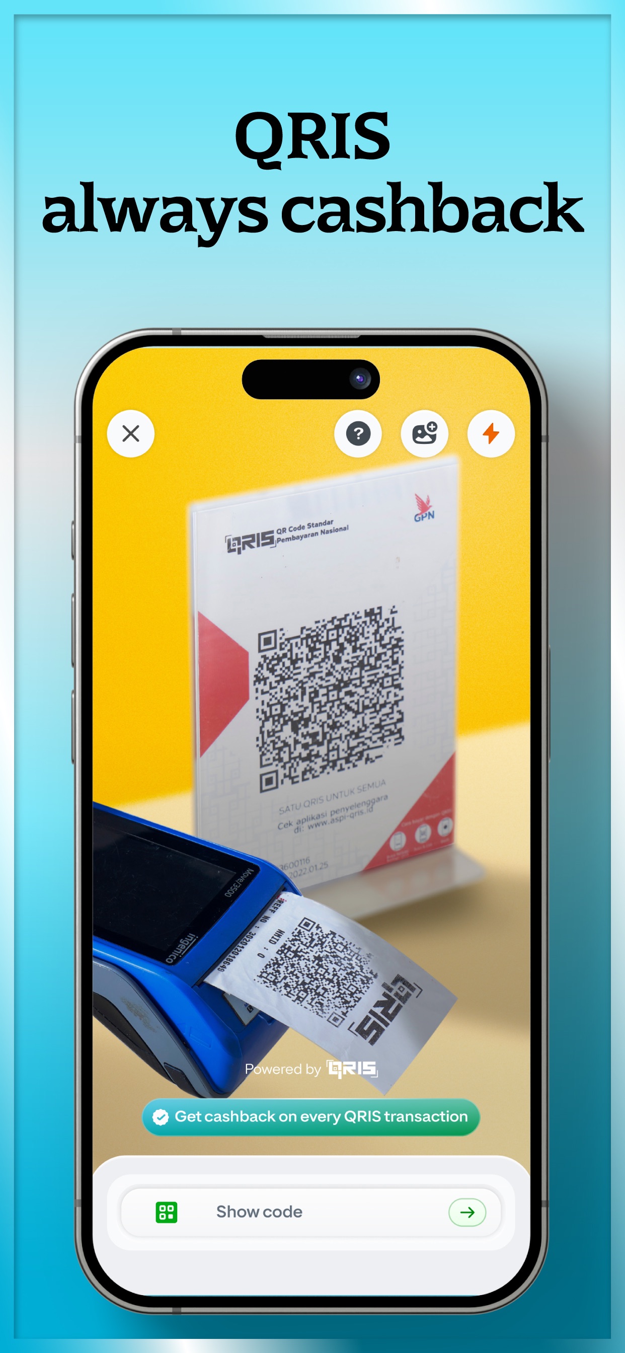 GoPay App Store screenshot: QRIS always cashback