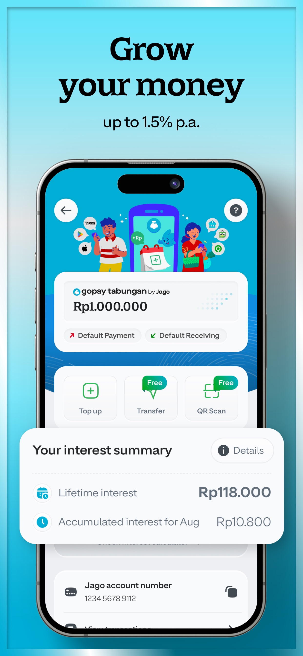 GoPay App Store screenshot 7: Grow your money
up to 1.5% p.a.