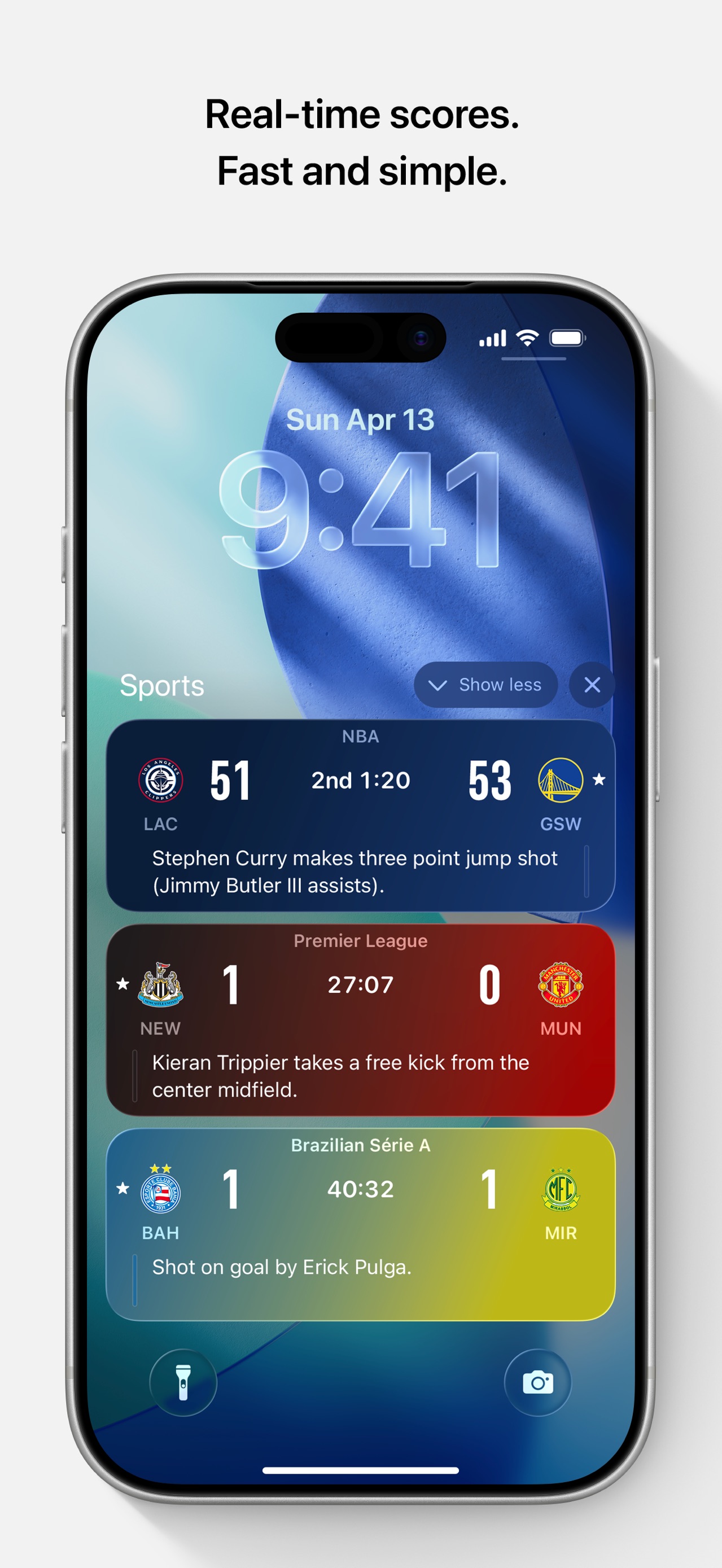 Apple Sports App Store screenshot: Real-time scores.
Fast and simple.