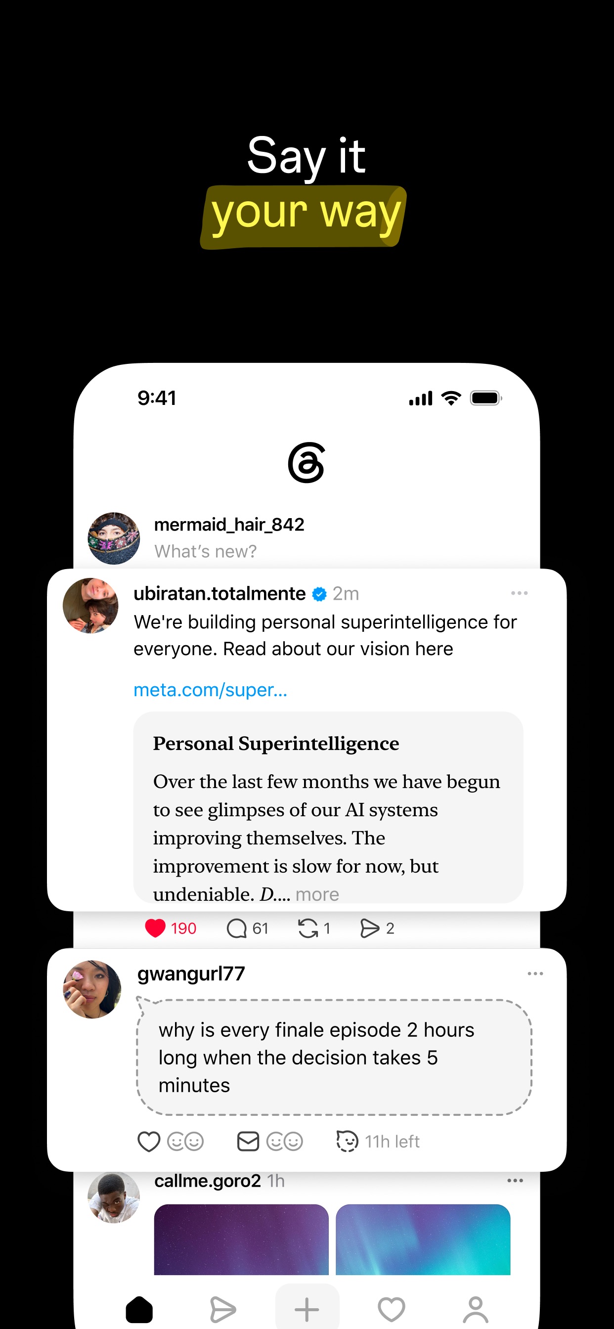 Threads App Store screenshot 5: Say it your way