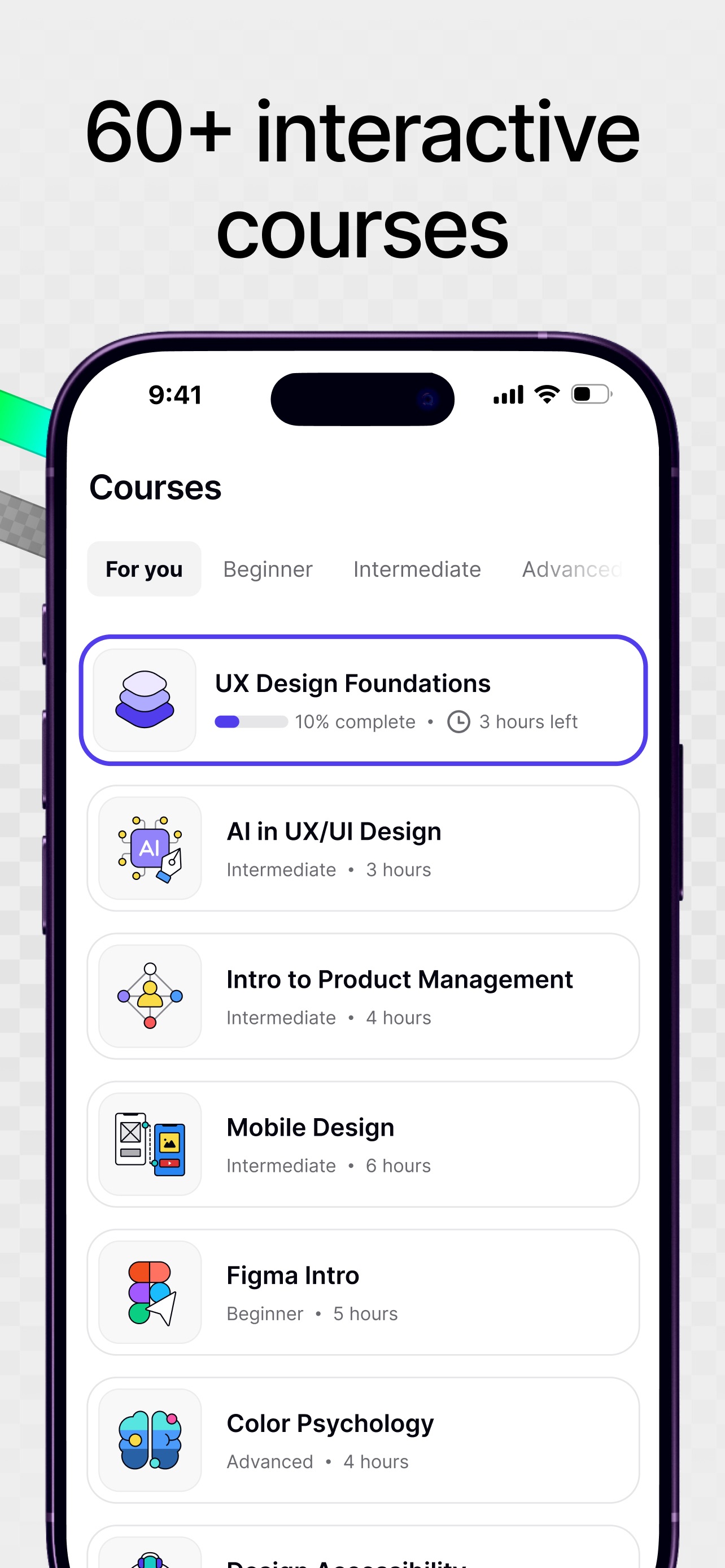 Uxcel Go App Store screenshot: 60+ interactive courses
