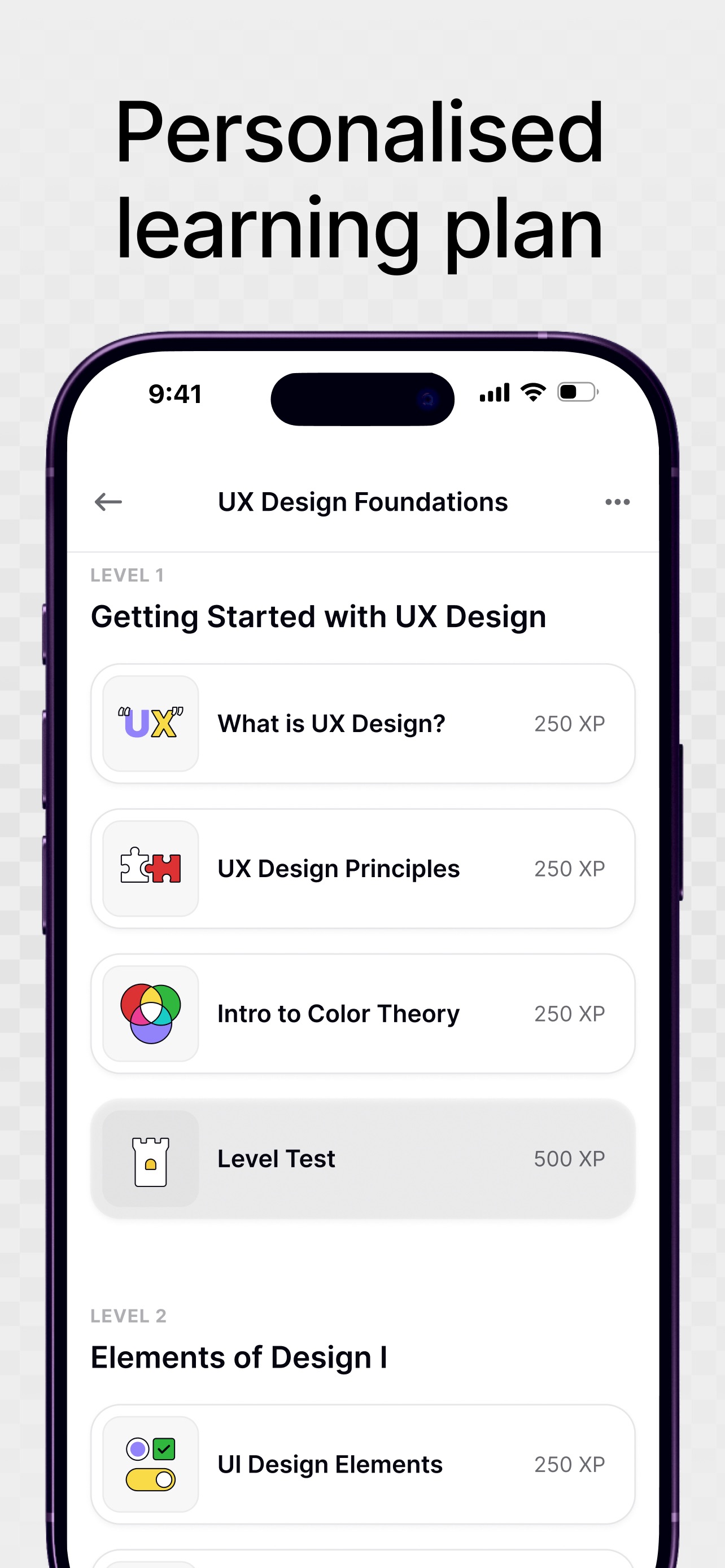 Uxcel Go App Store screenshot 5: Personalised learning plan