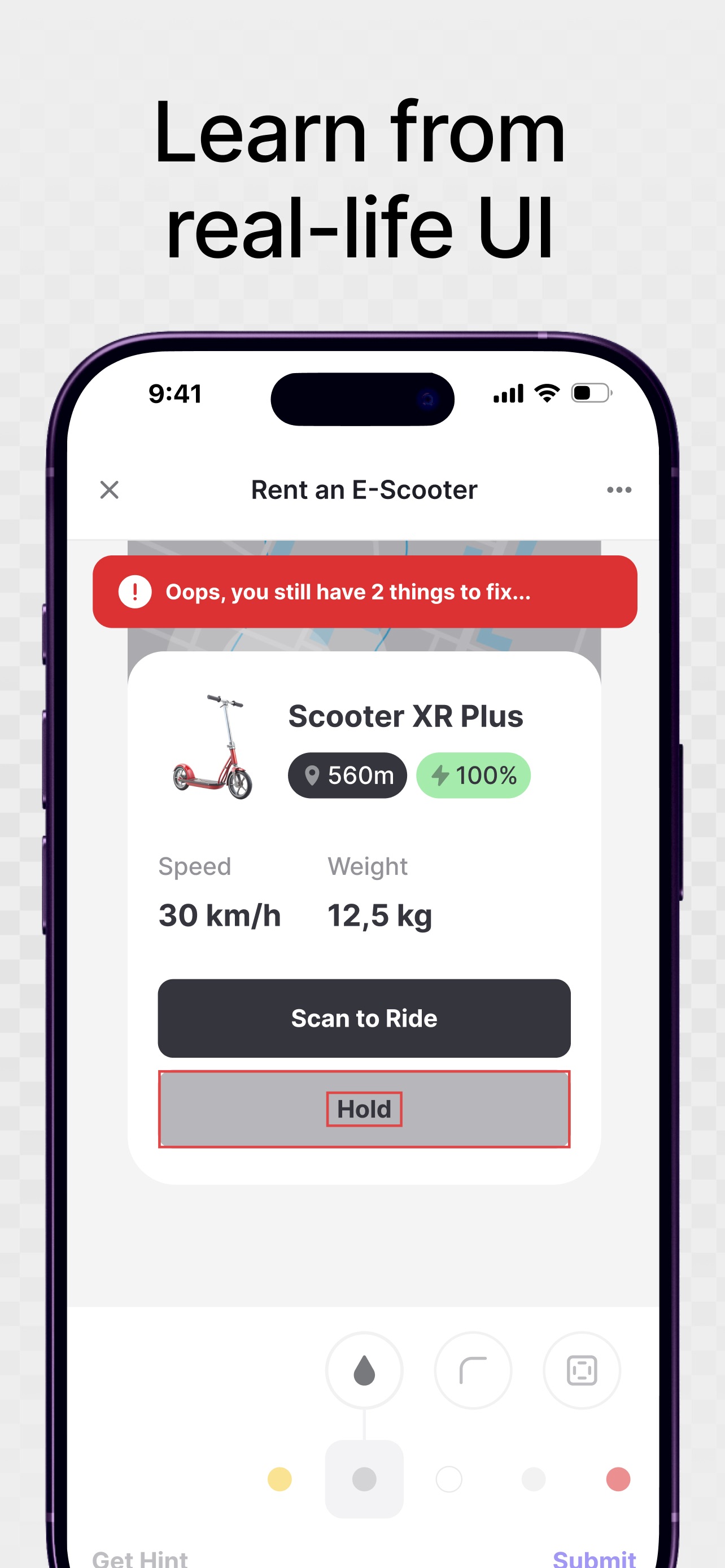 Uxcel Go App Store screenshot: Learn from real-life UI