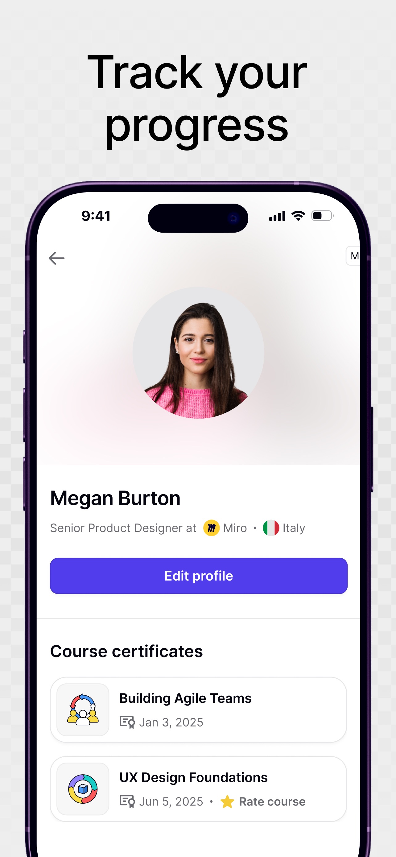 Uxcel Go App Store screenshot 9: Track your progress