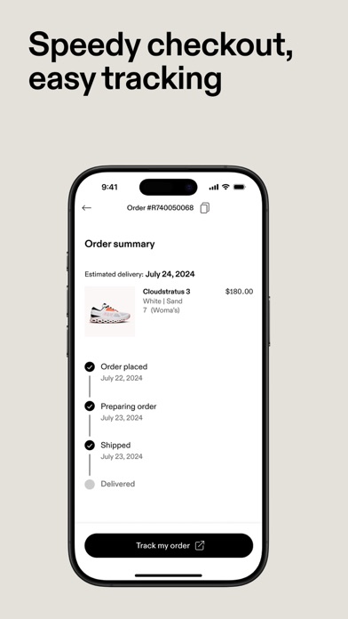 On App Store screenshot 9: Speedy checkout, easy tracking