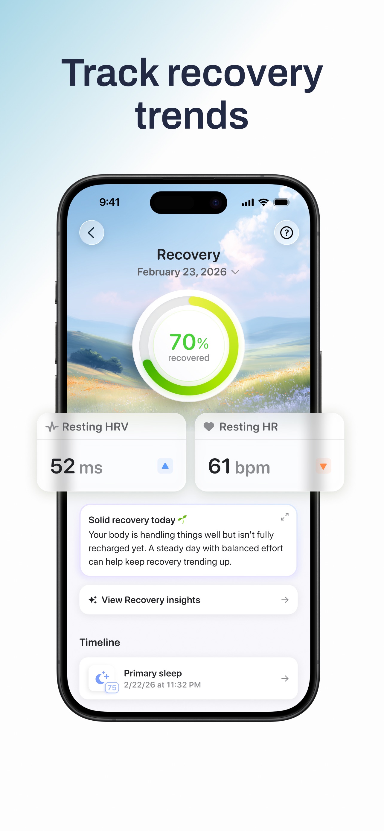Bevel App Store screenshot: Track recovery trends