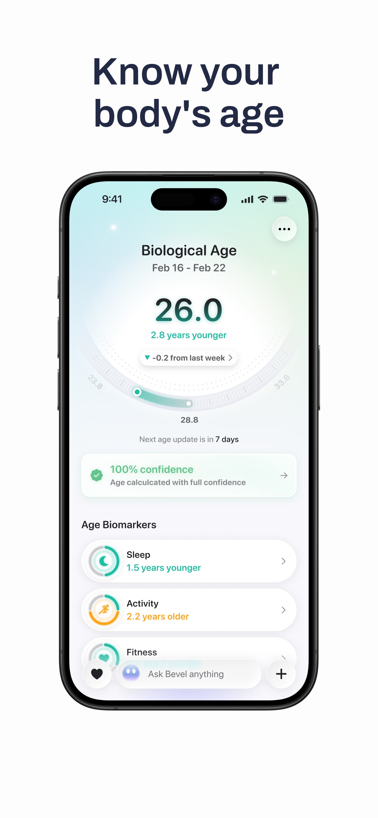 Bevel App Store screenshot 7: Know your body's age