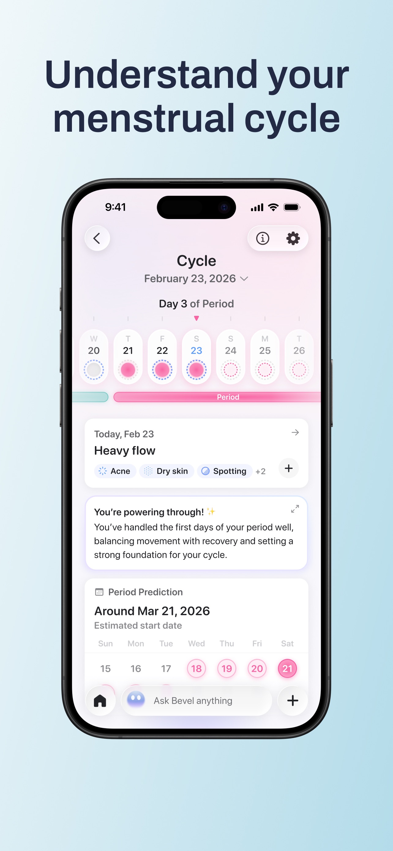 Bevel App Store screenshot: Understand your menstrual cycle