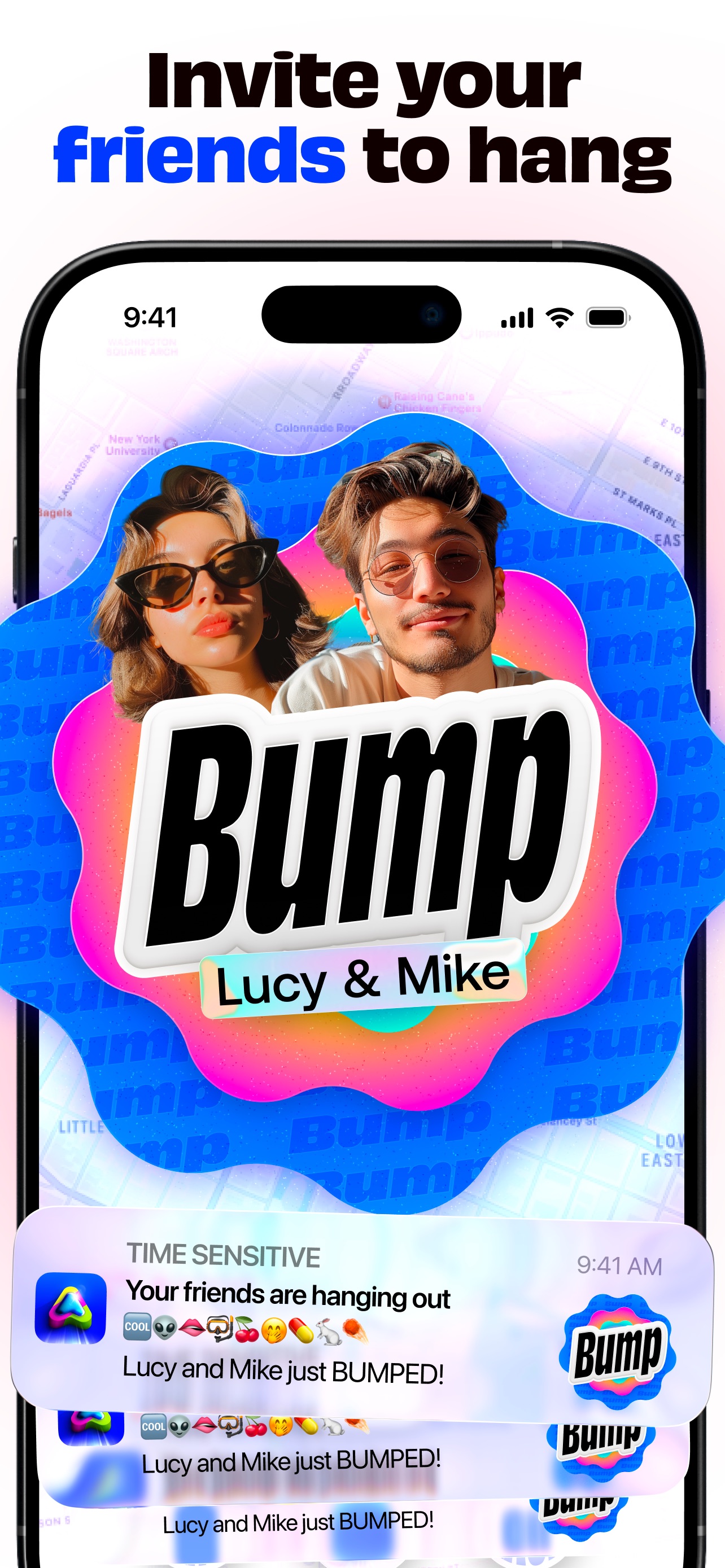 Bump App Store screenshot 10: Invite your friends to hang