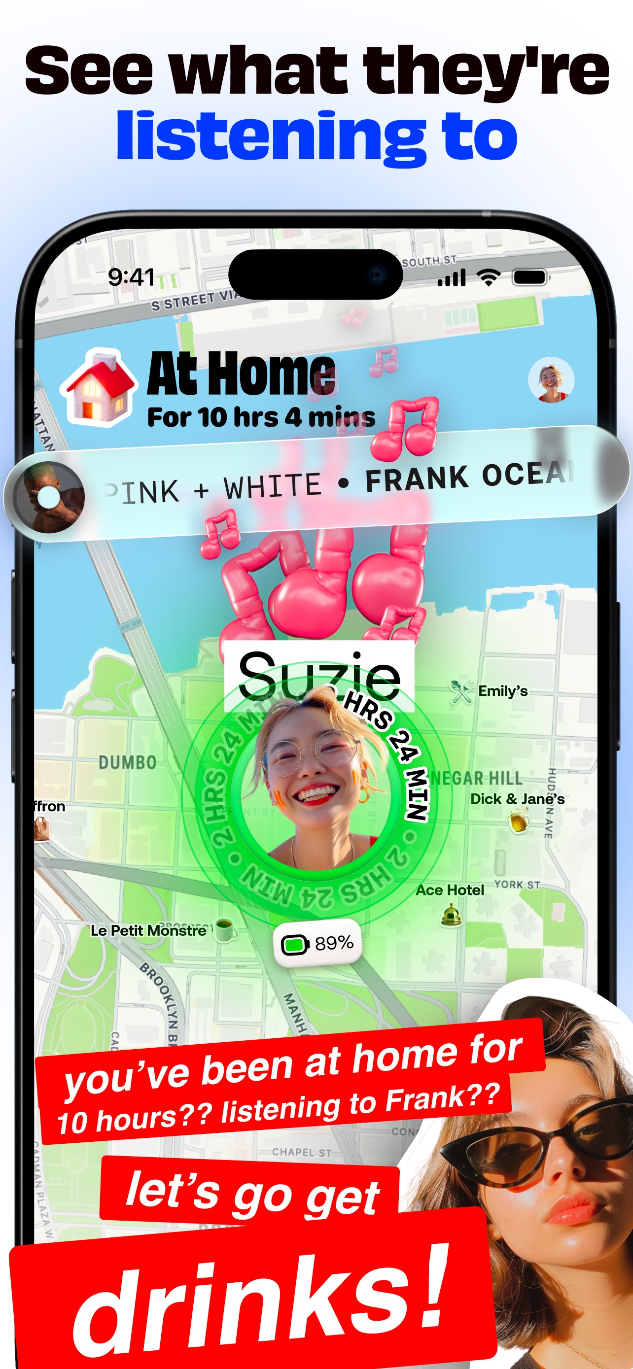 Bump App Store screenshot: See what they're listening to