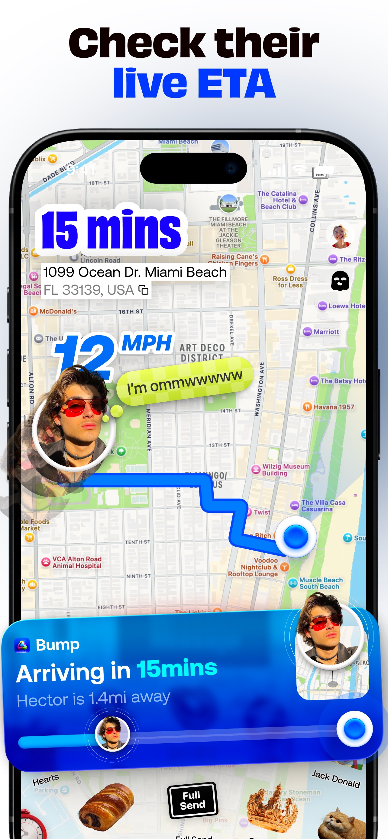 Bump App Store screenshot 5: Check their live ETA