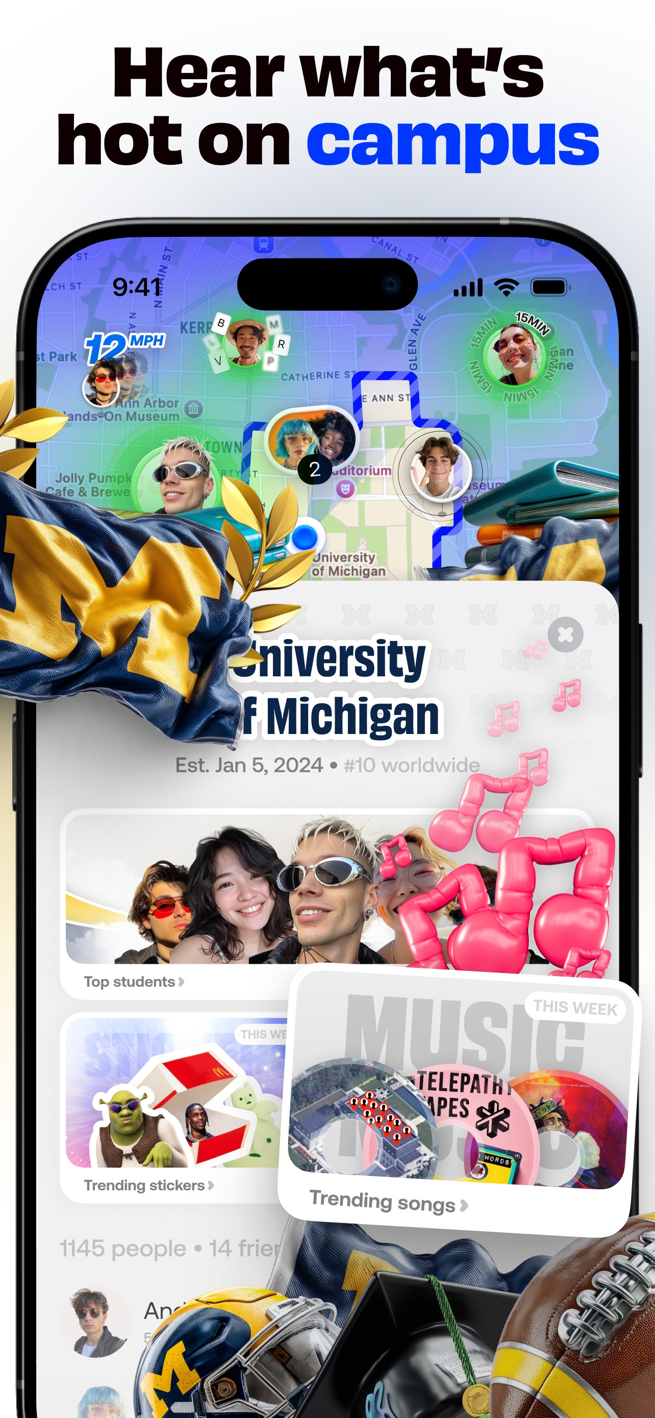 Bump App Store screenshot: Hear what's hot on campus