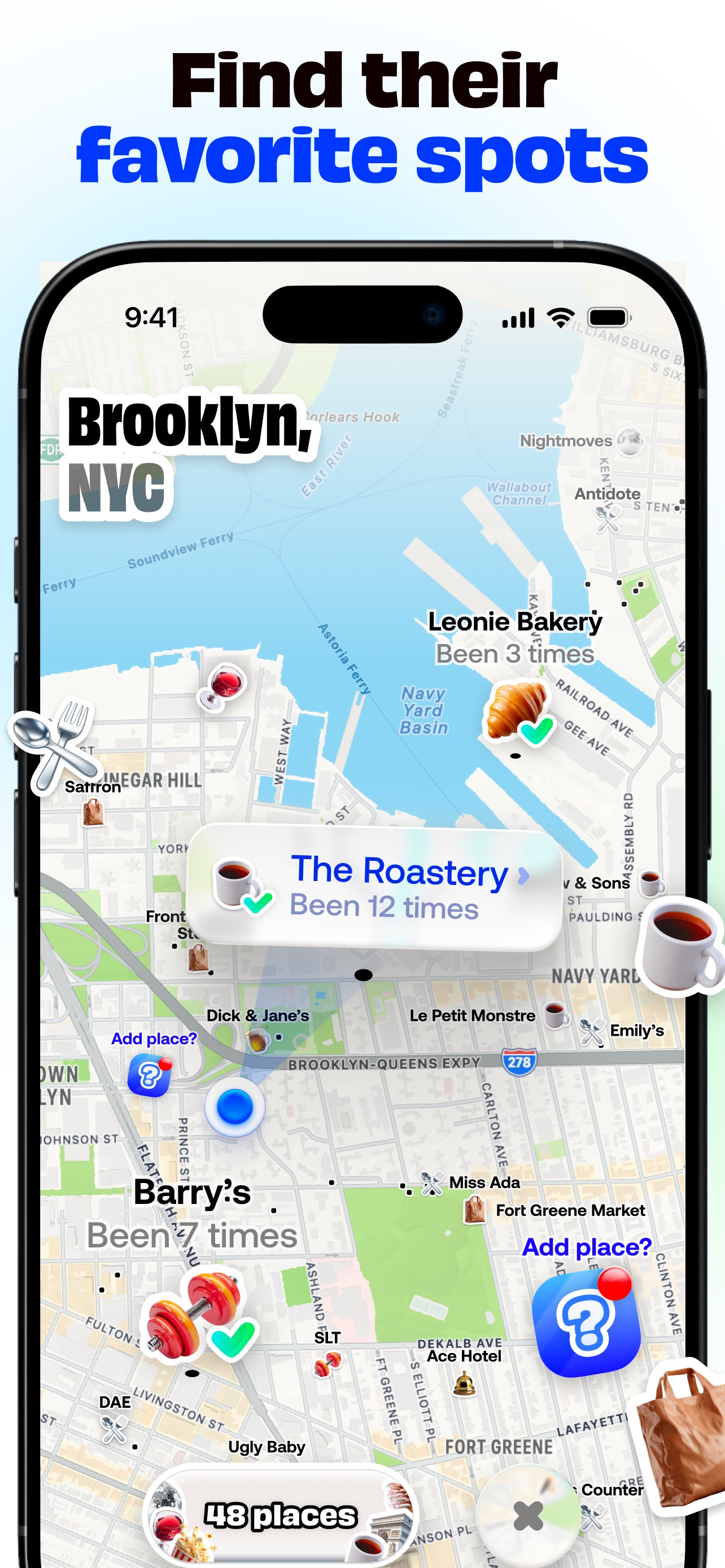 Bump App Store screenshot: Find their favorite spots