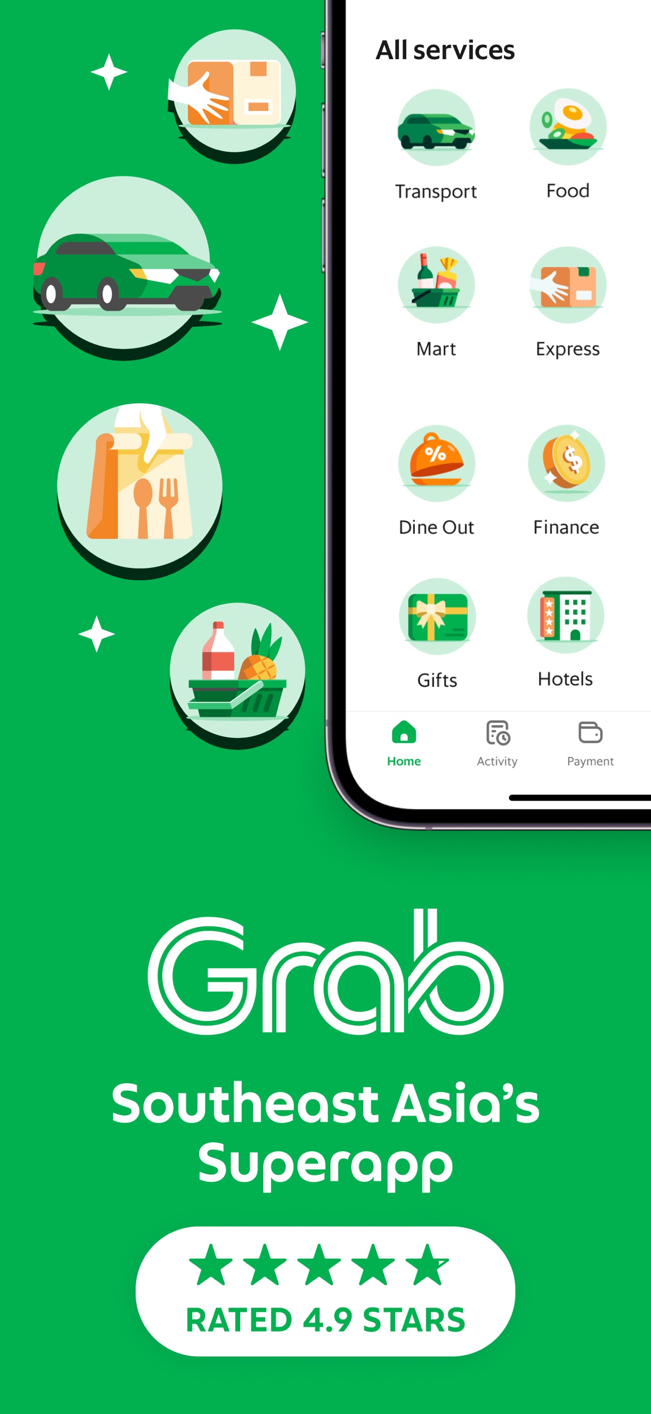 Grab App Store screenshot: listing design