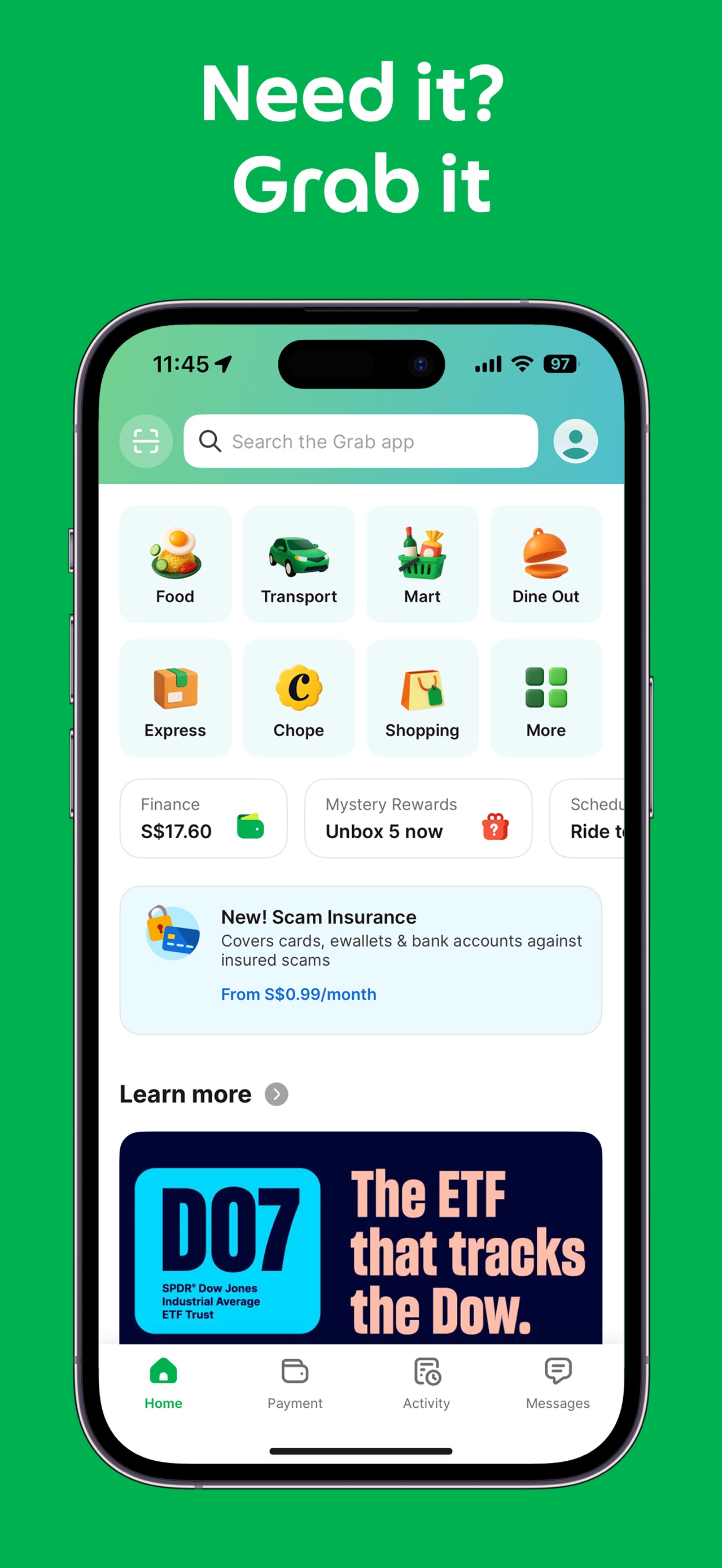 Grab App Store screenshot: Need it? Grab it