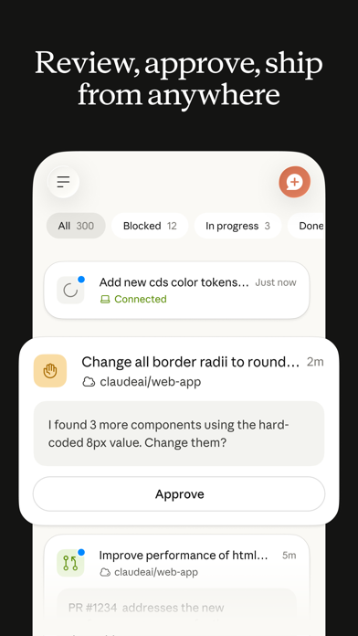 Claude App Store screenshot 7: Review, approve, ship from anywhere