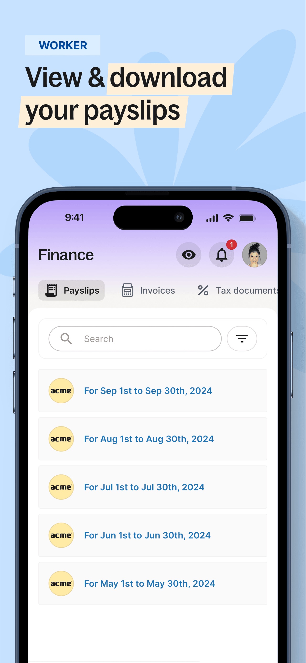 Deel App Store screenshot: View & download your payslips