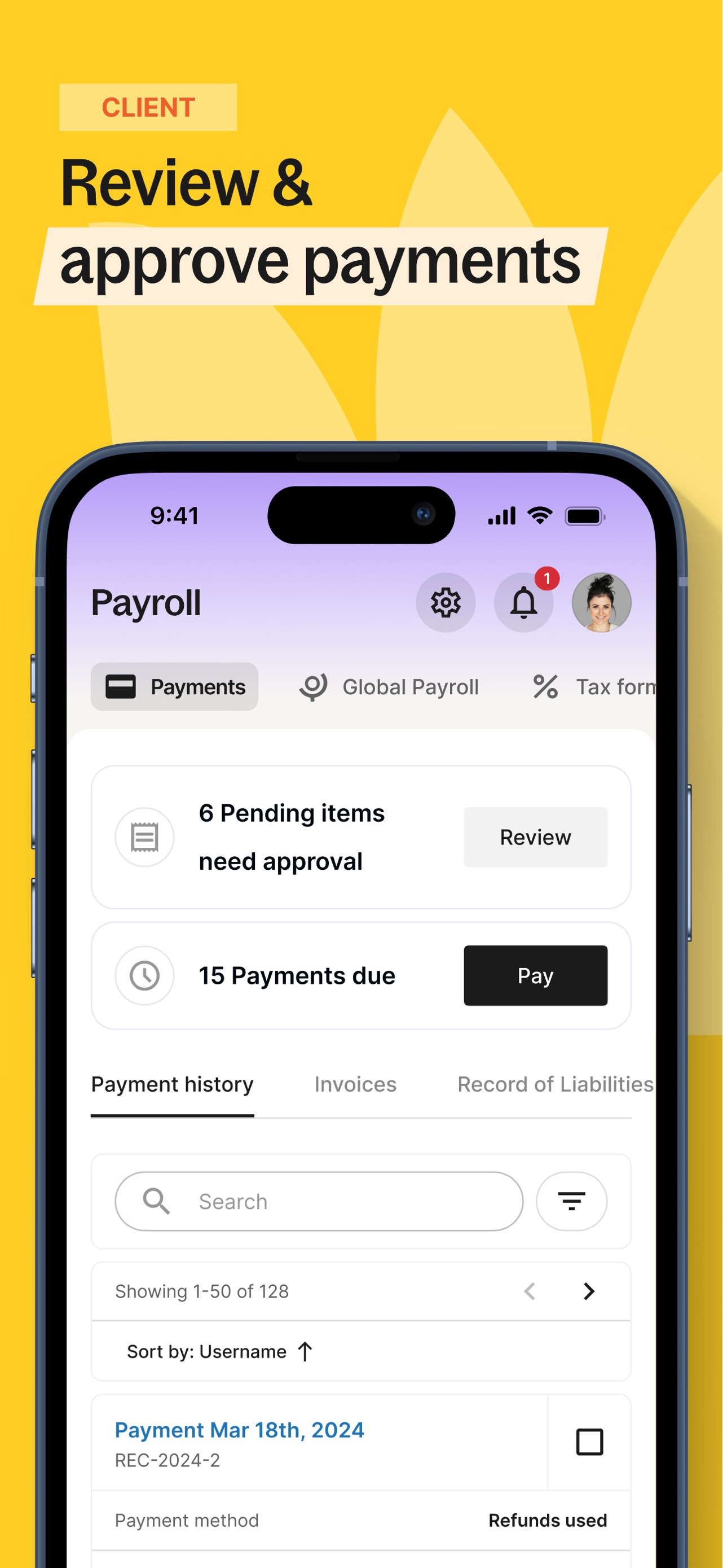 Deel App Store screenshot: Review & approve payments