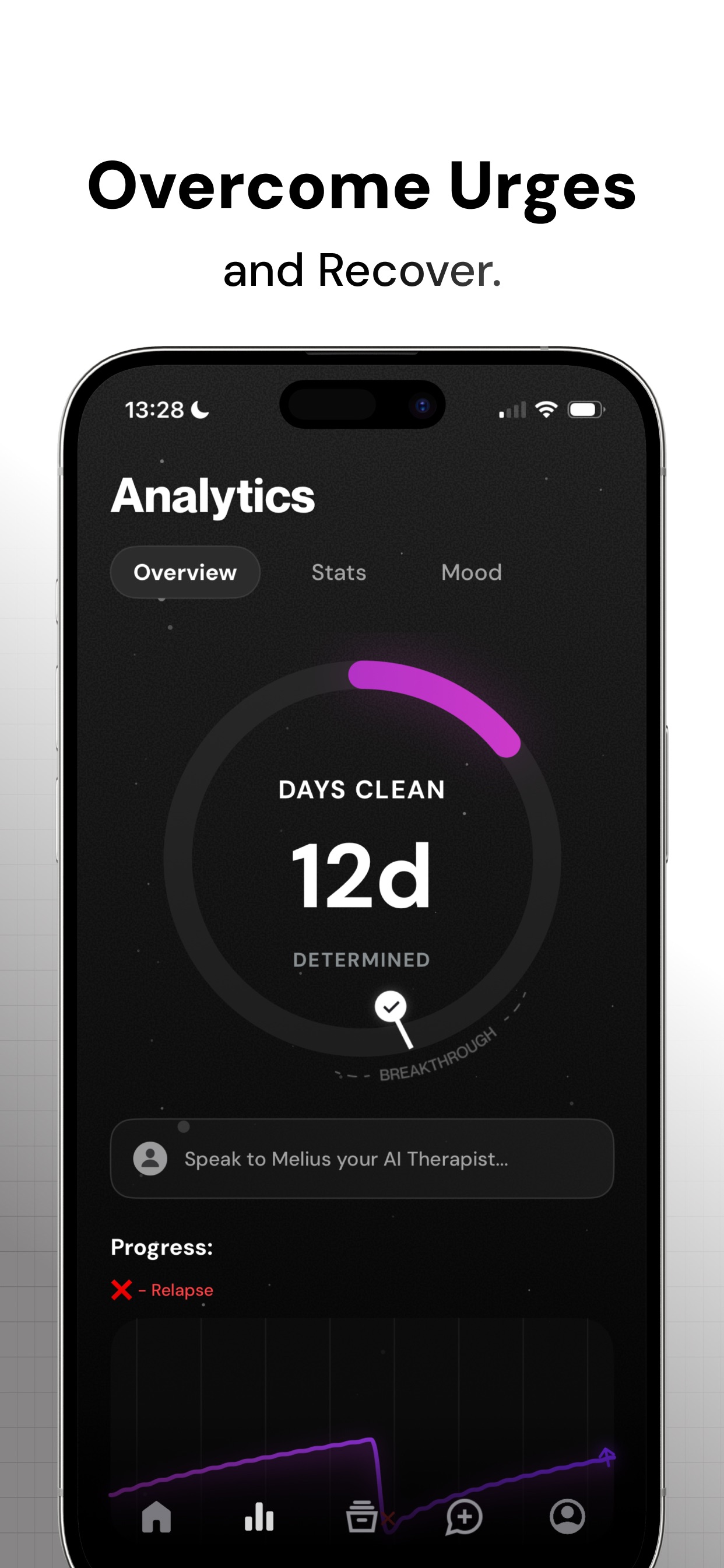 QUITTR App Store screenshot: Overcome Urges and Recover.