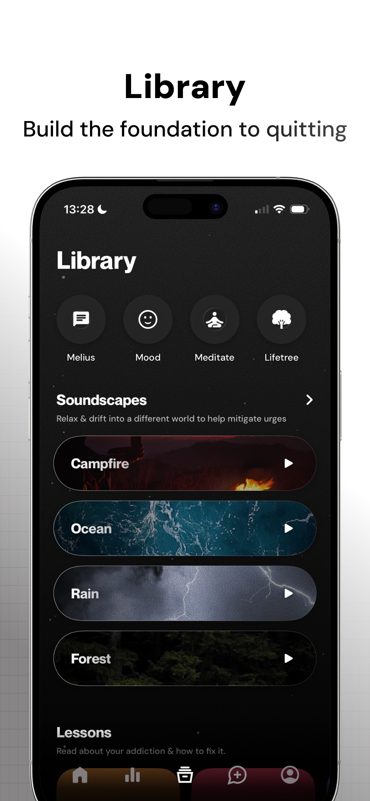 QUITTR App Store screenshot 5: Library Build the foundation to quitting