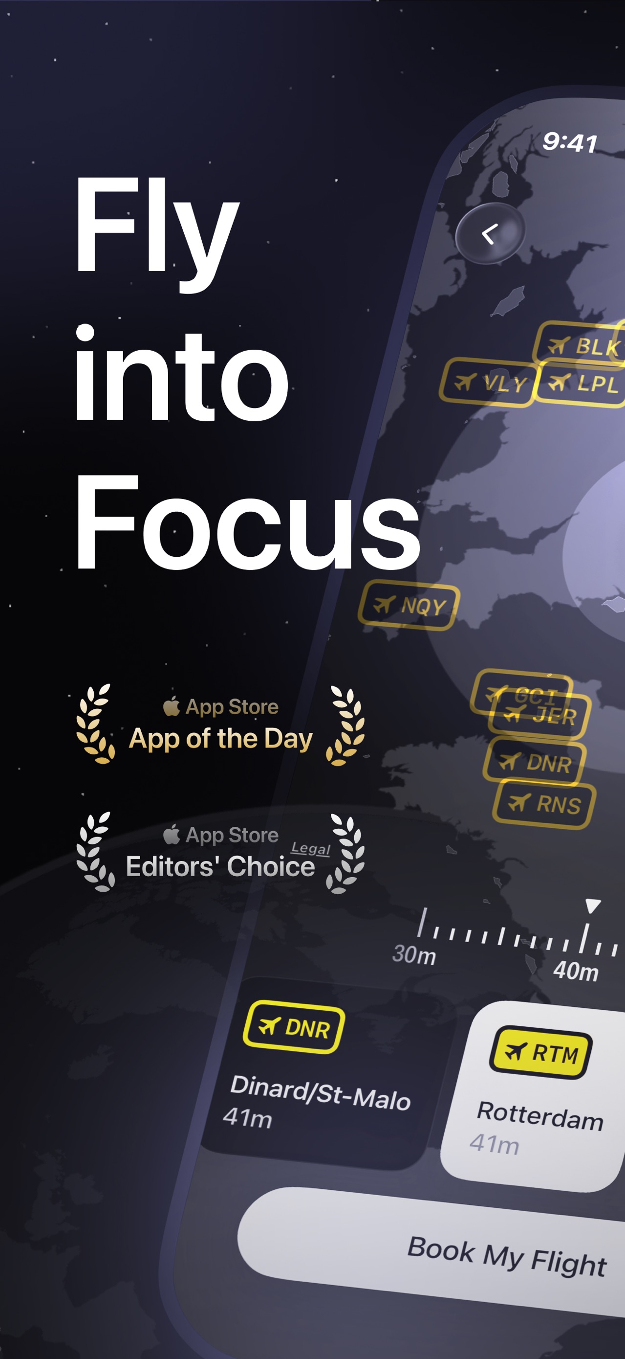 FocusFlight App Store screenshot: Fly into Focus
