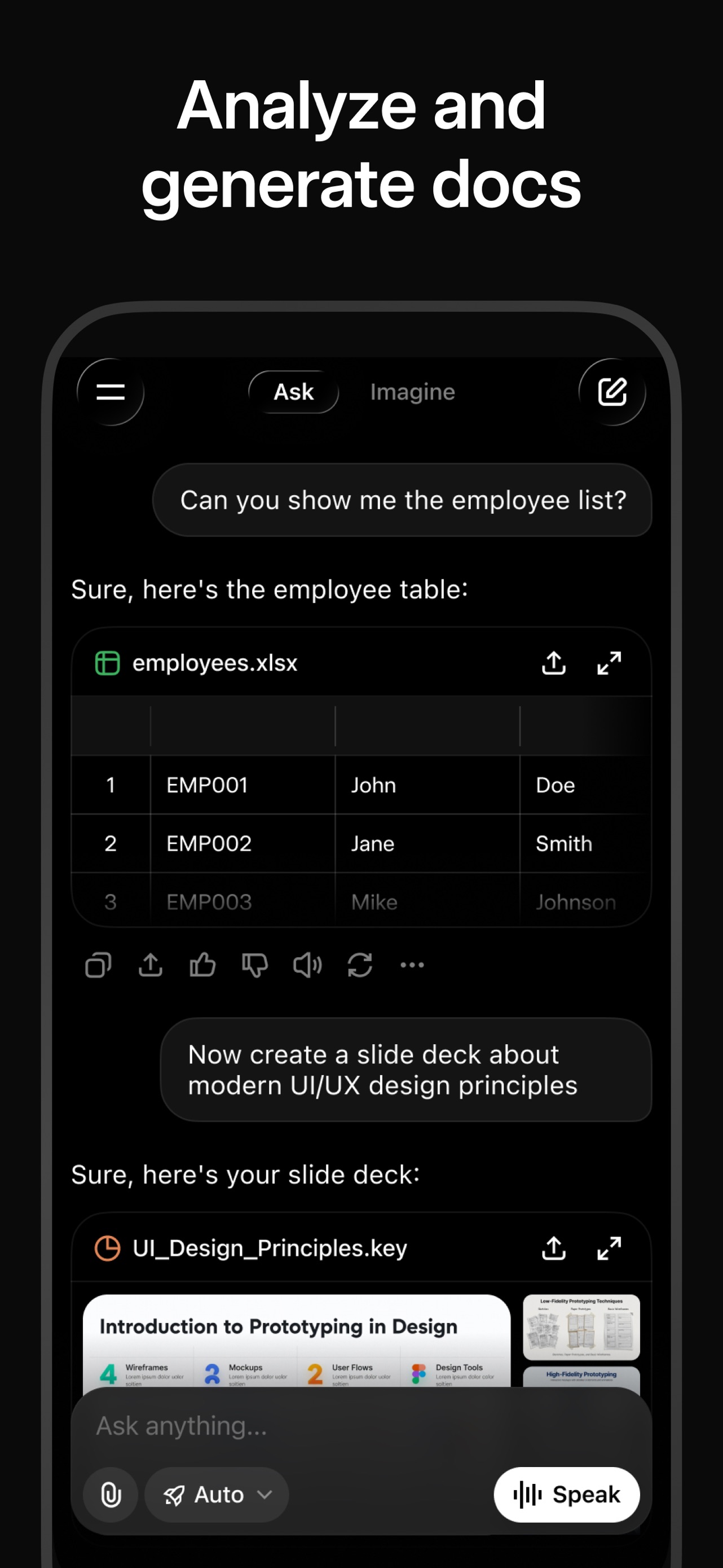 Grok App Store screenshot 10: Analyze and generate docs