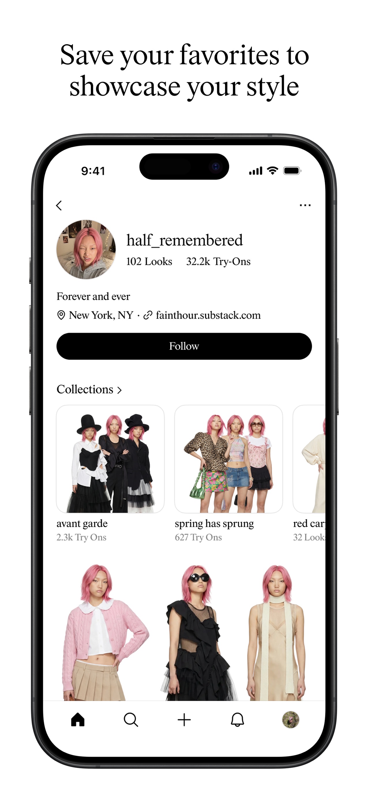 Doji App Store screenshot: Save your favorites to showcase your style