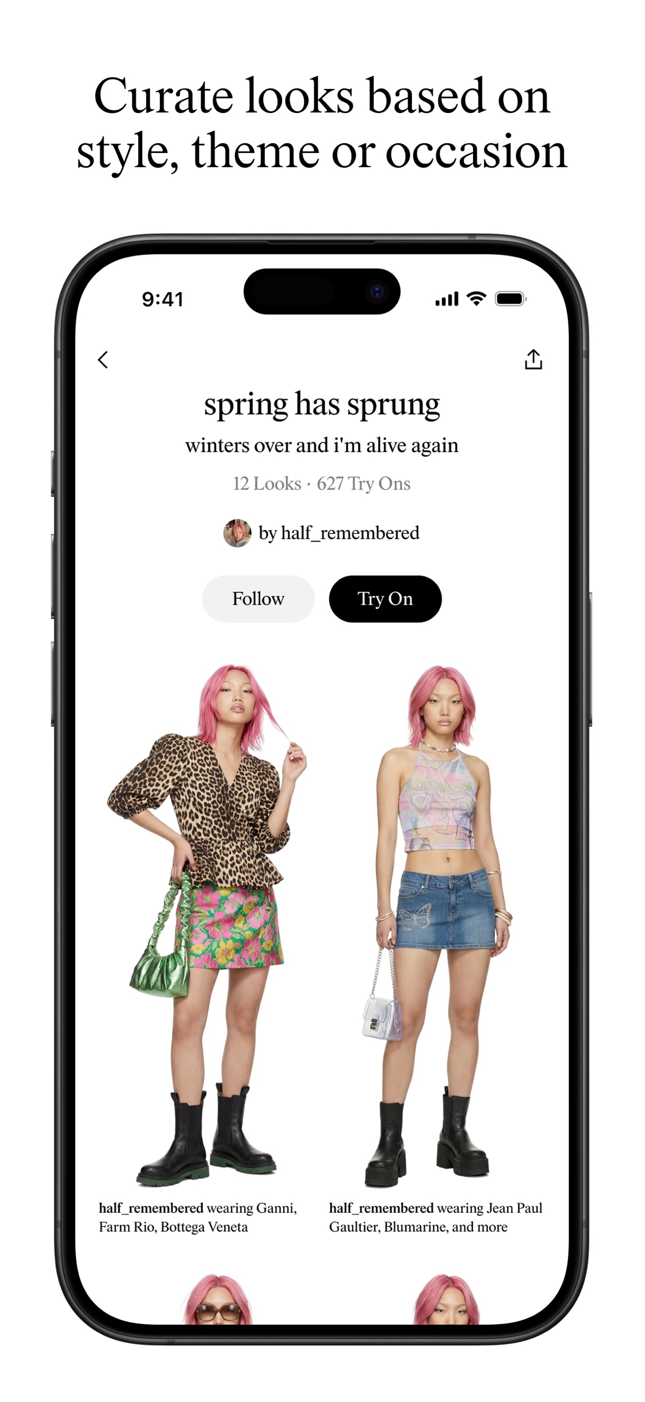 Doji App Store screenshot: Curate looks based on style, theme or occasion