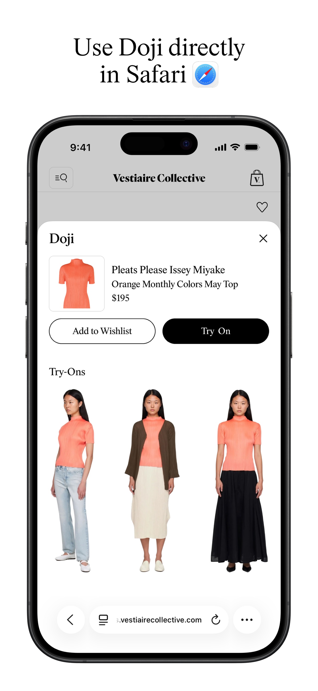 Doji App Store screenshot: Use Doji directly in Safari 🧭