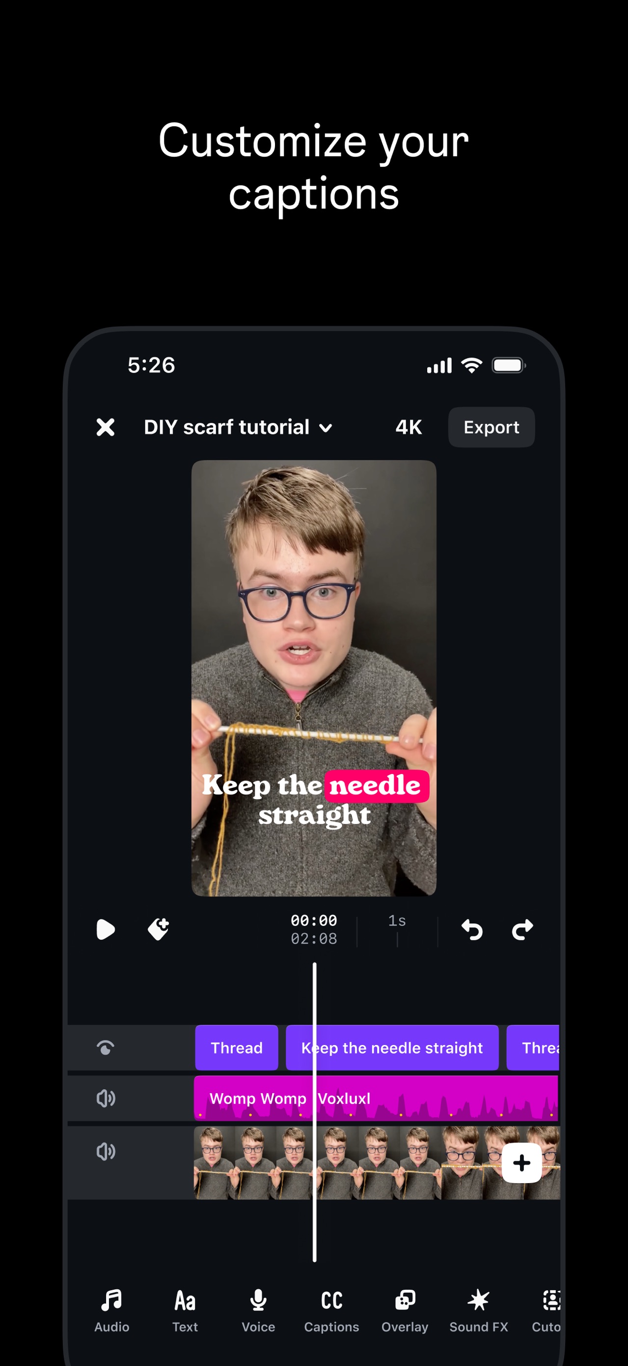 Edits App Store screenshot: Customize your captions