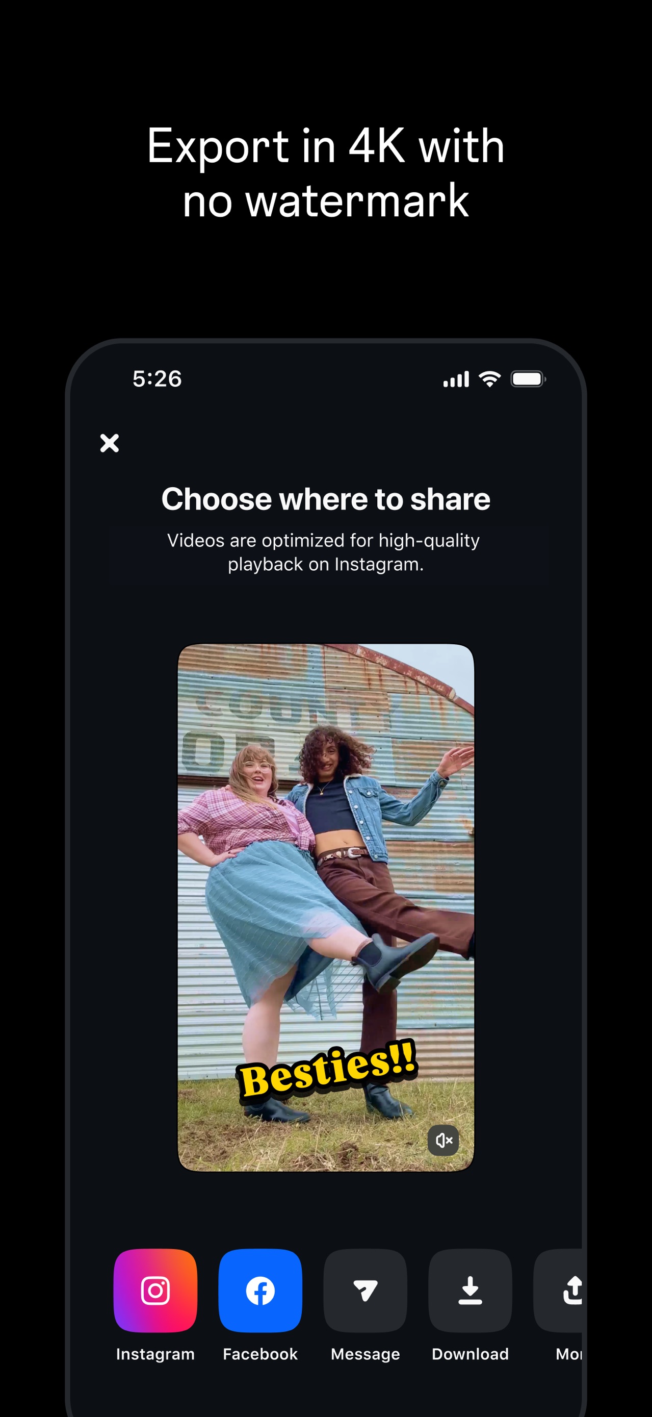 Edits App Store screenshot: Export in 4K with no watermark