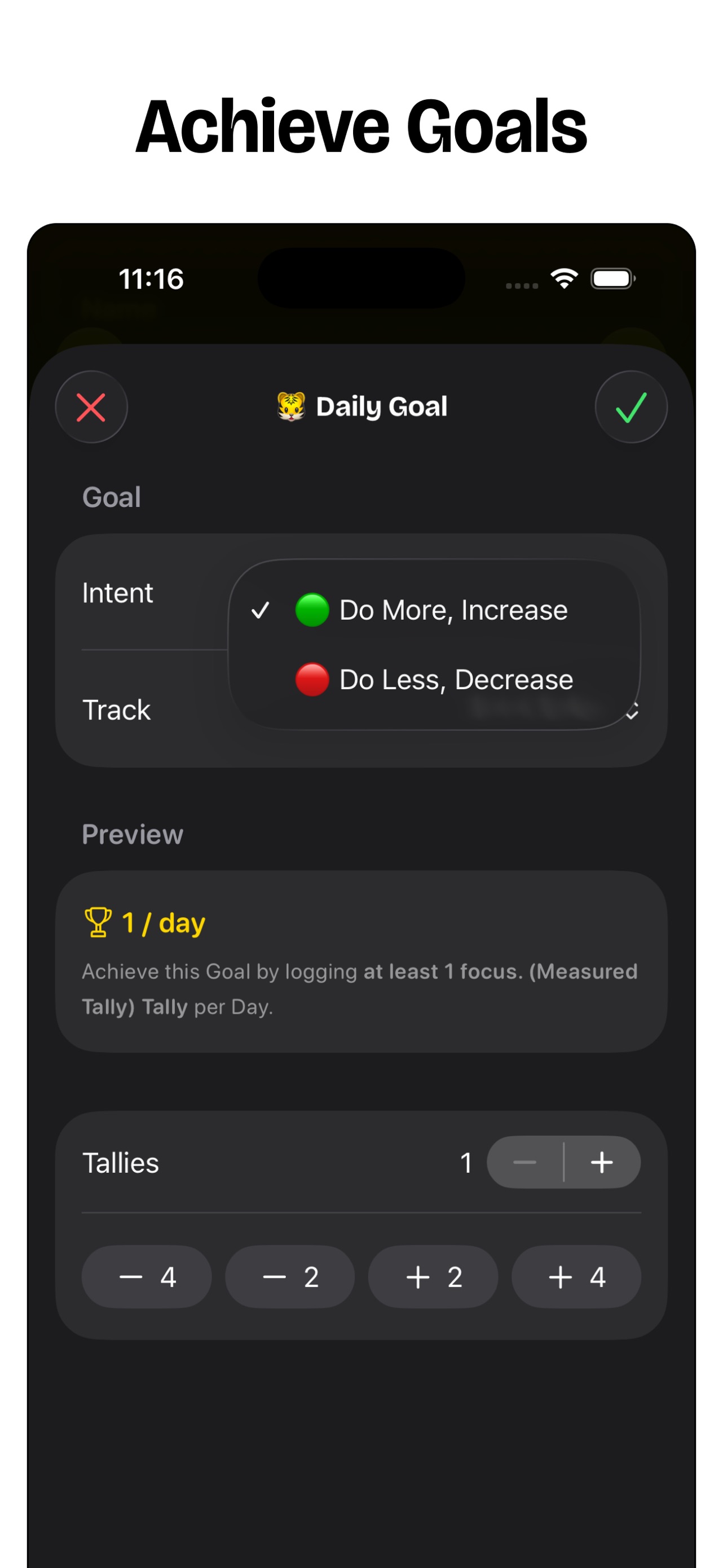 timespent App Store screenshot 7: Achieve Goals