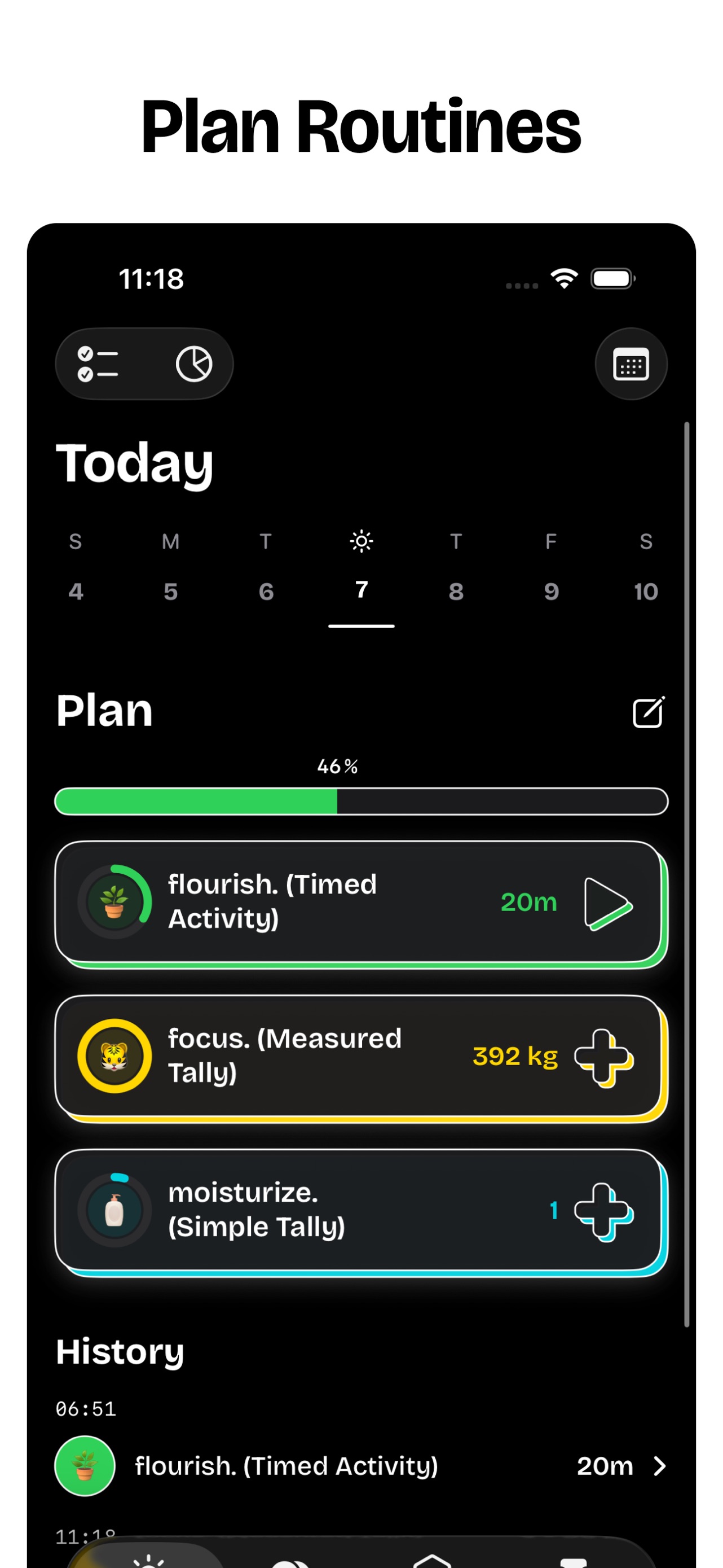 timespent App Store screenshot 9: Plan Routines