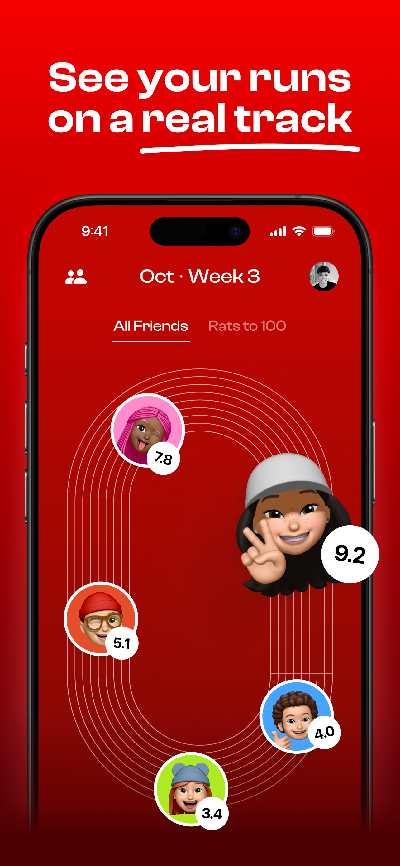 Runbuds App Store screenshot: See your runs on a real track