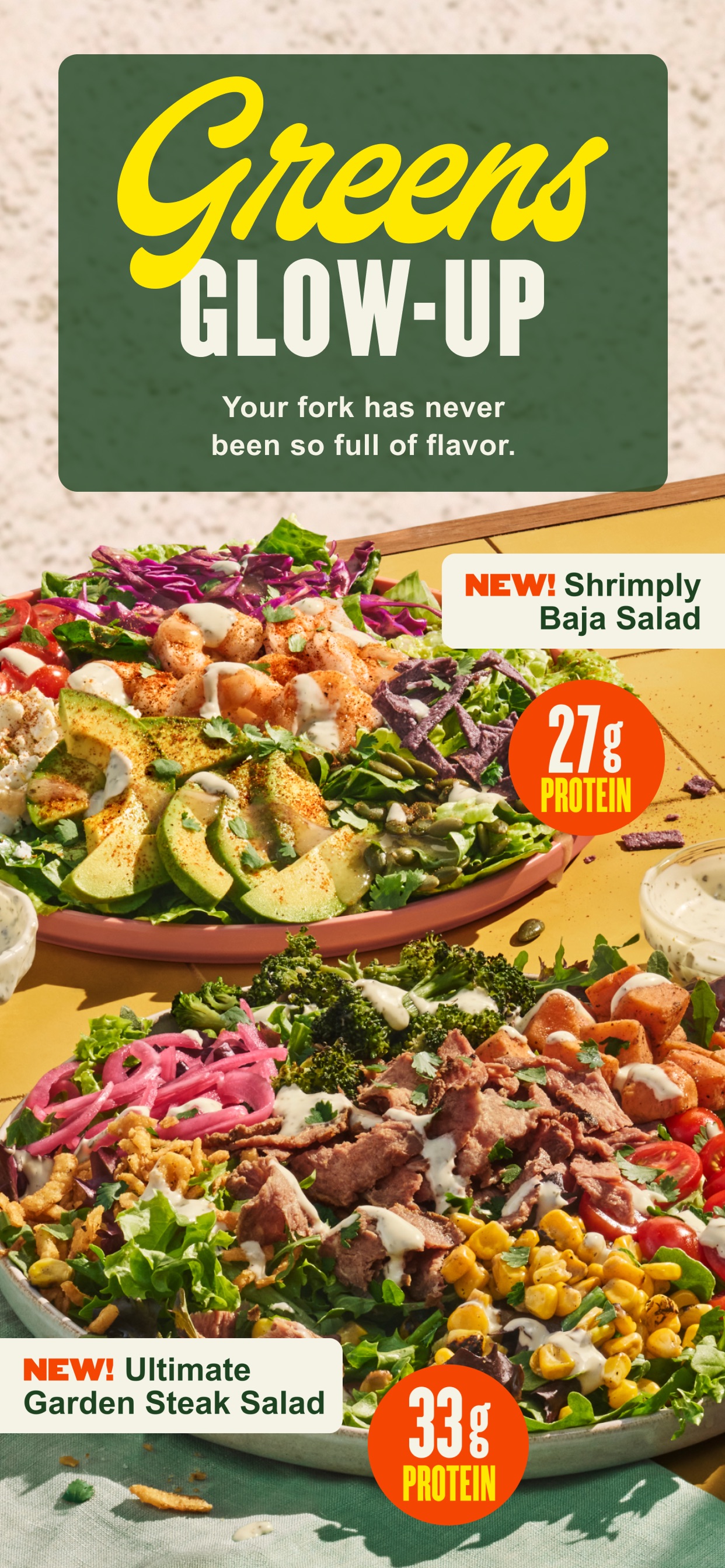 Panera Bread App Store screenshot: Greens GLOW-UP Your fork has never been so full of flavor.