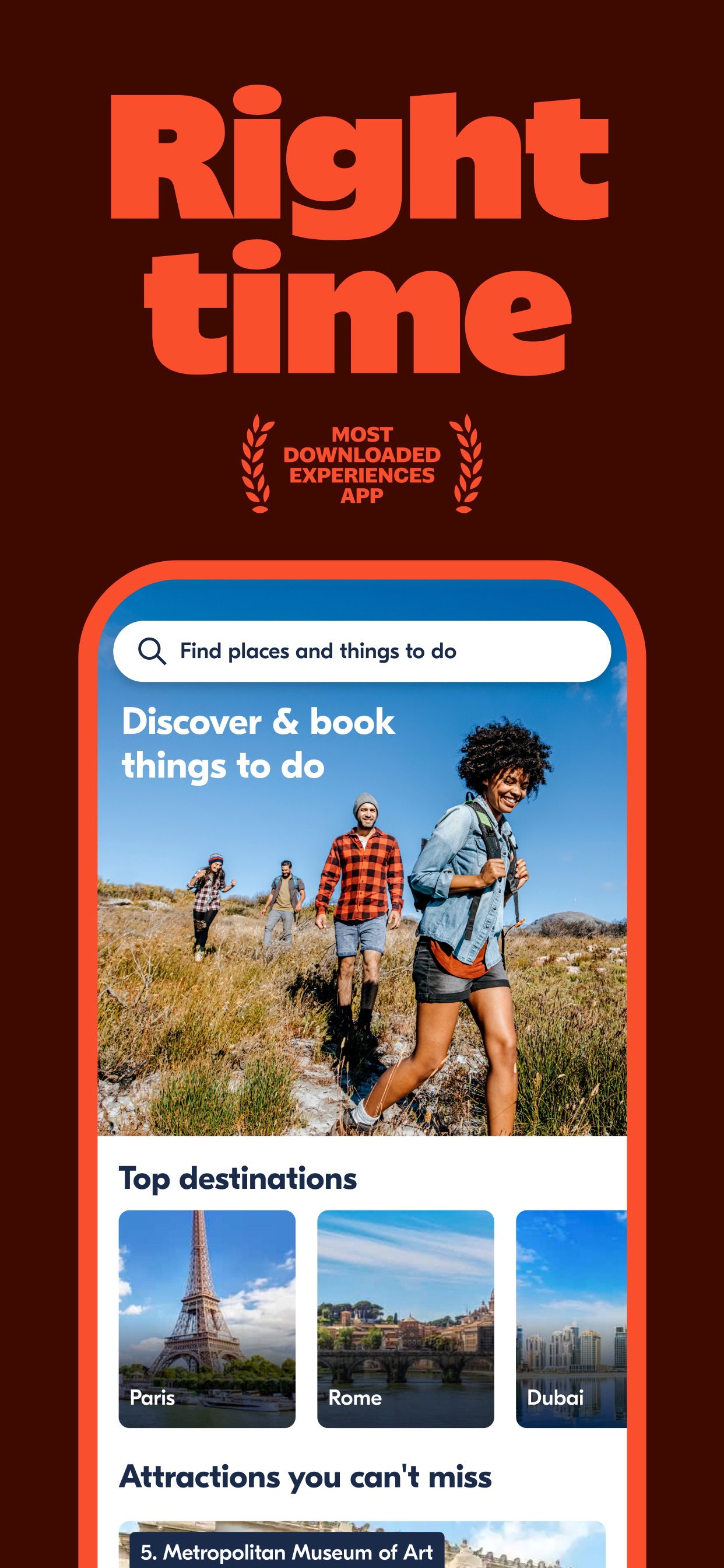 GetYourGuide App Store screenshot: Right time
