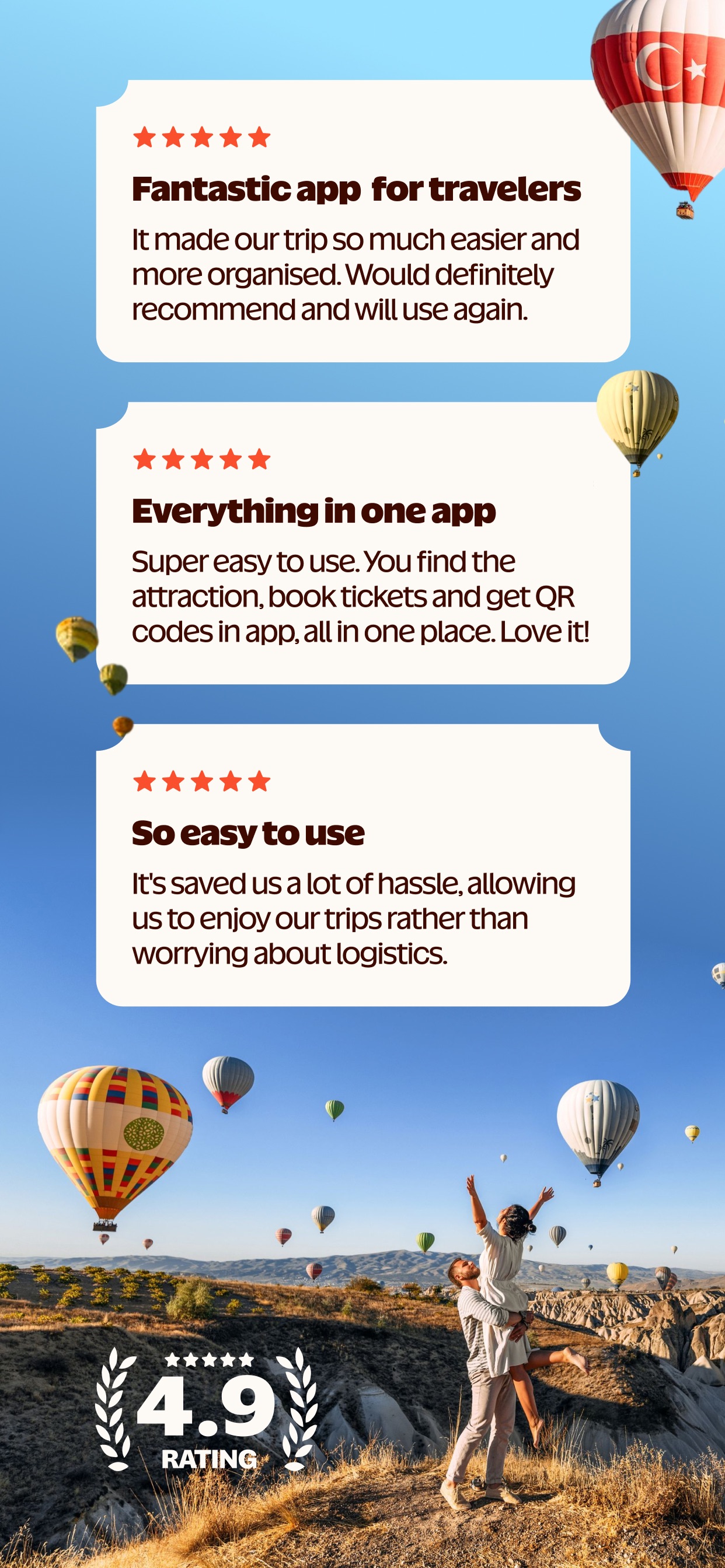 GetYourGuide App Store screenshot: Fantastic app for travelers. Everything in one app. So easy to use.