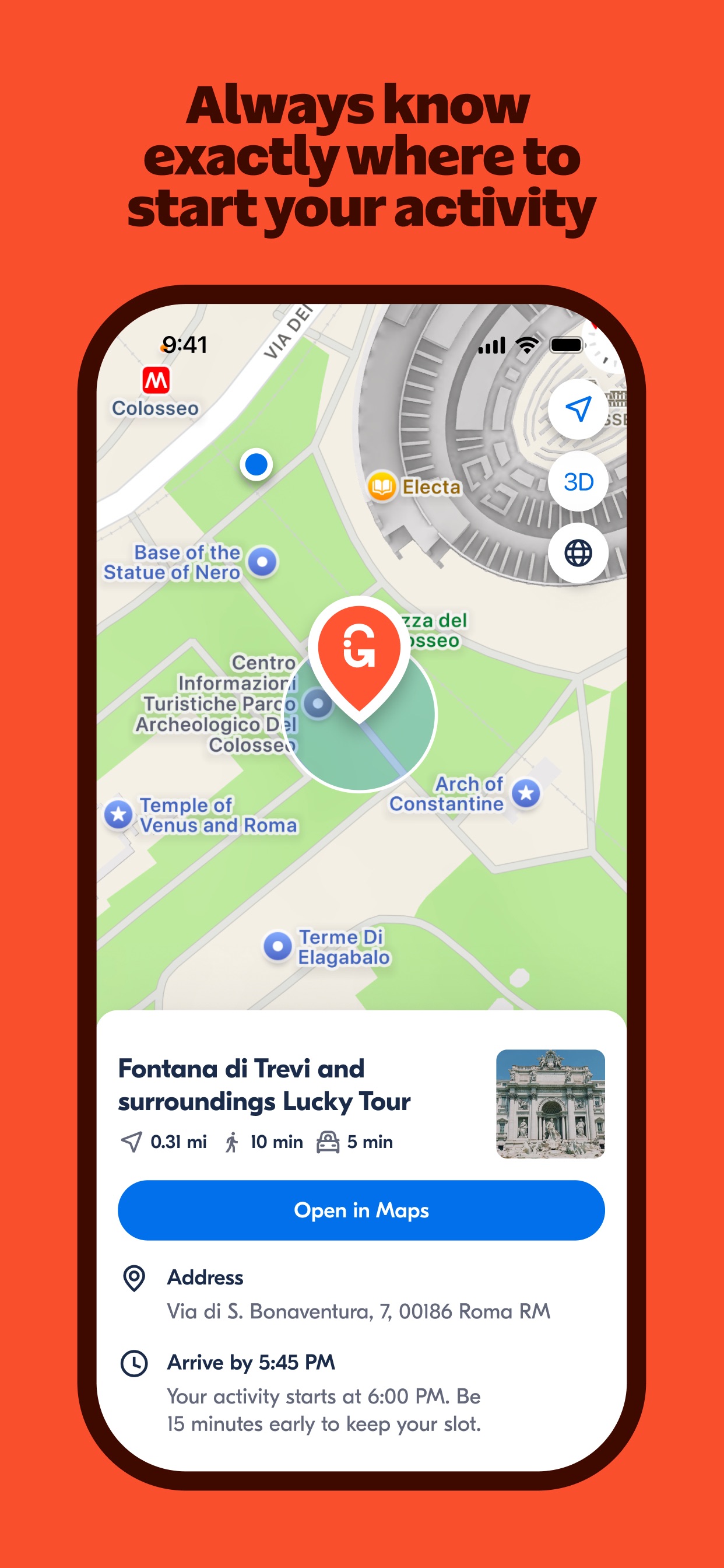 GetYourGuide App Store screenshot 7: Always know exactly where to start your activity